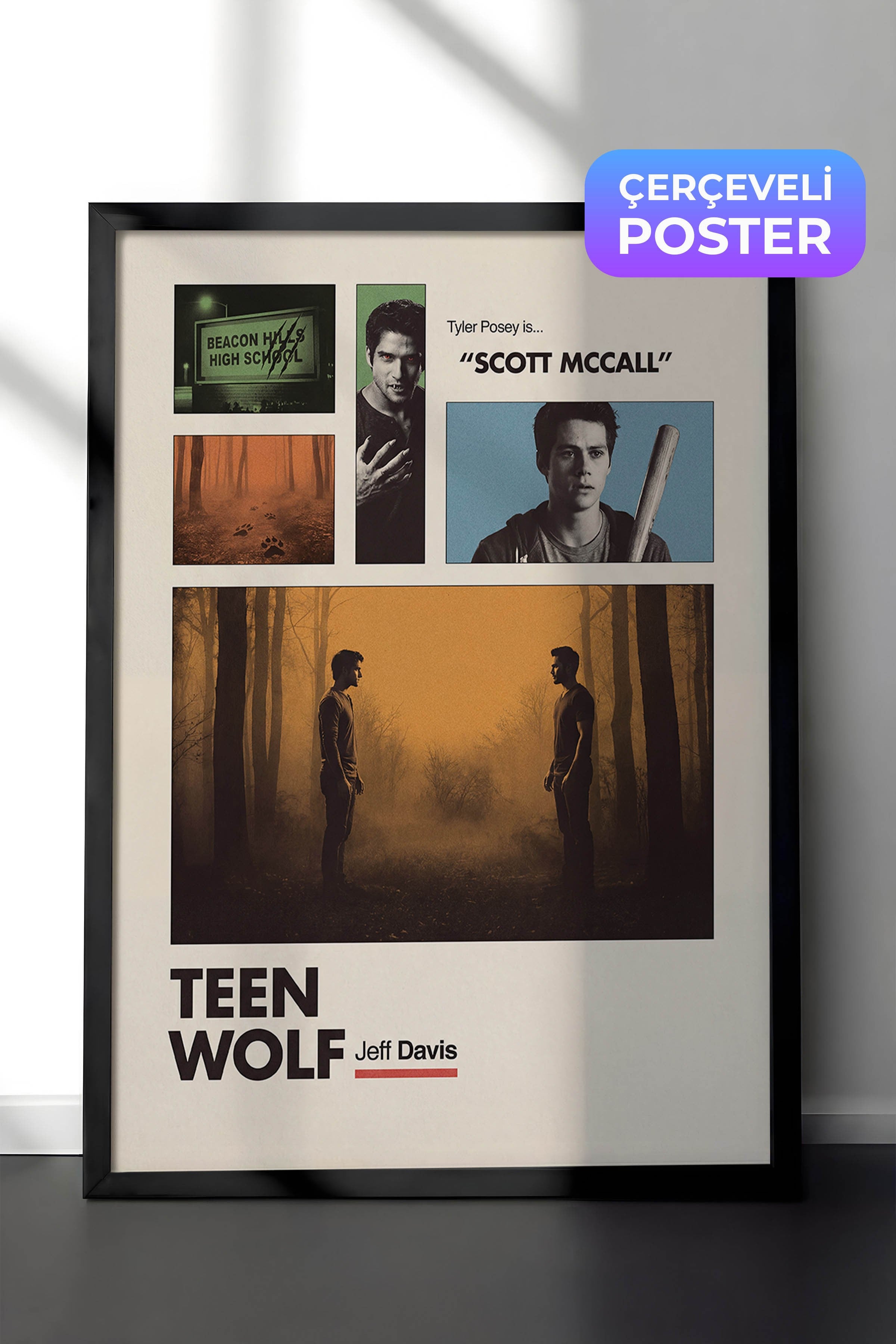 Teen Wolf Siyah Çerçeveli Poster, Sinema ve Dizi Tablo, Film Dizi Afişleri NO:112926