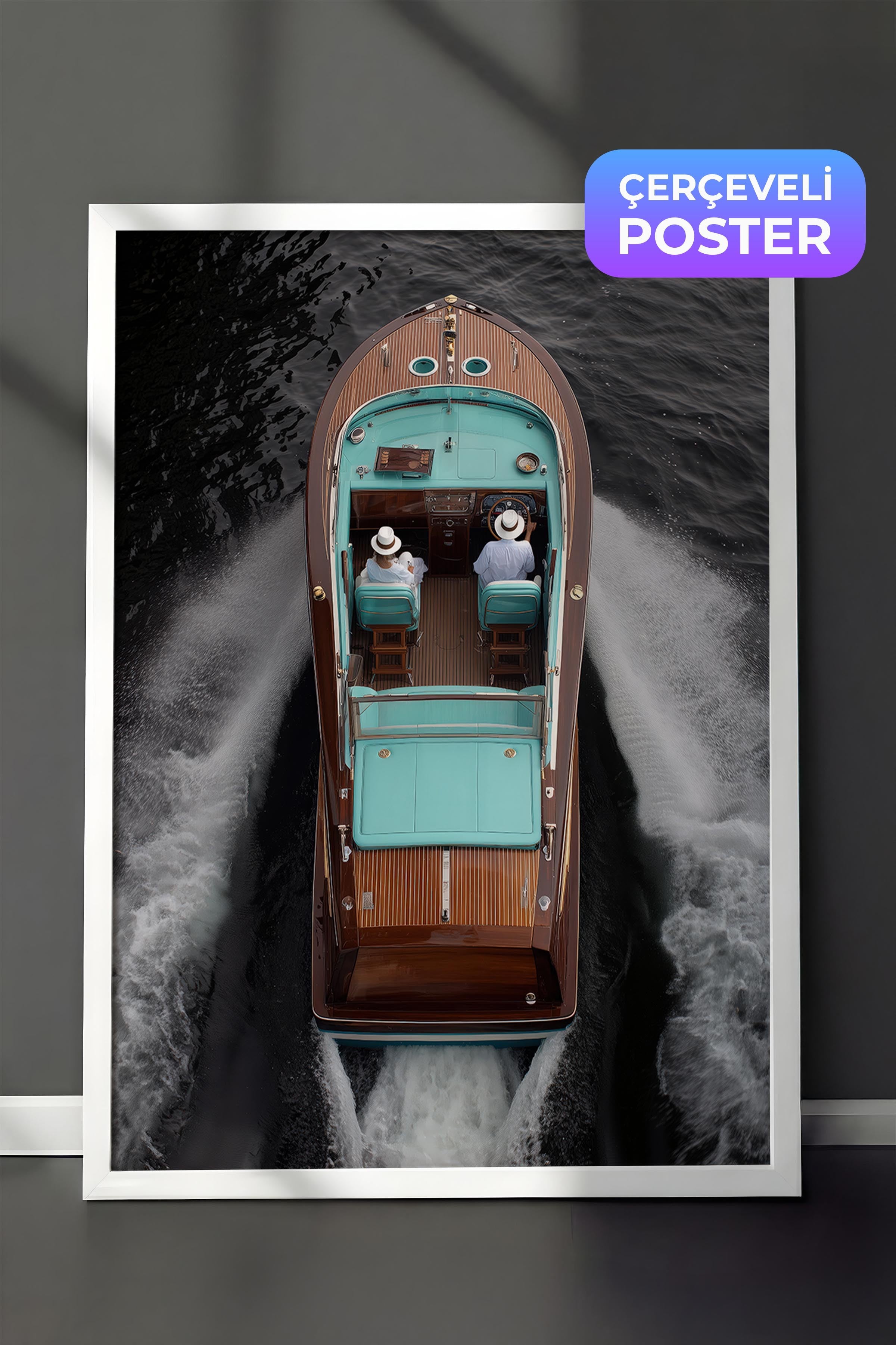 Tekne Posteri, Beyaz Çerçeveli Poster, Old Money Serisi, NO:113233