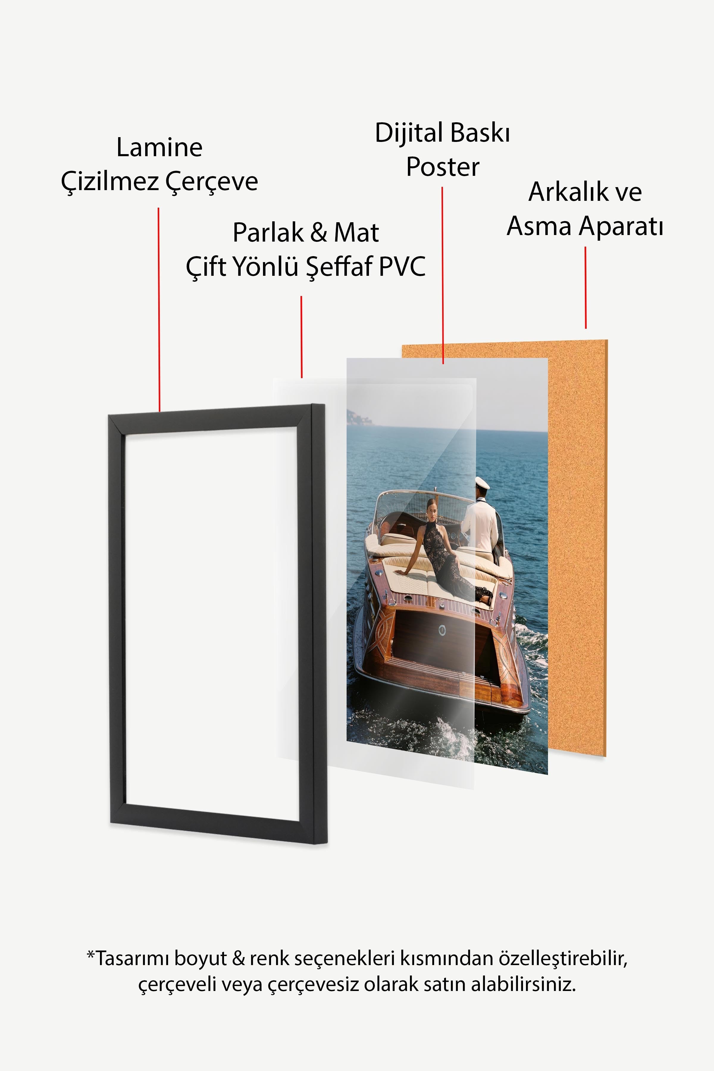 Tekne ve Kadın Posteri, Siyah Çerçeveli Poster, Old Money Serisi, NO:113188