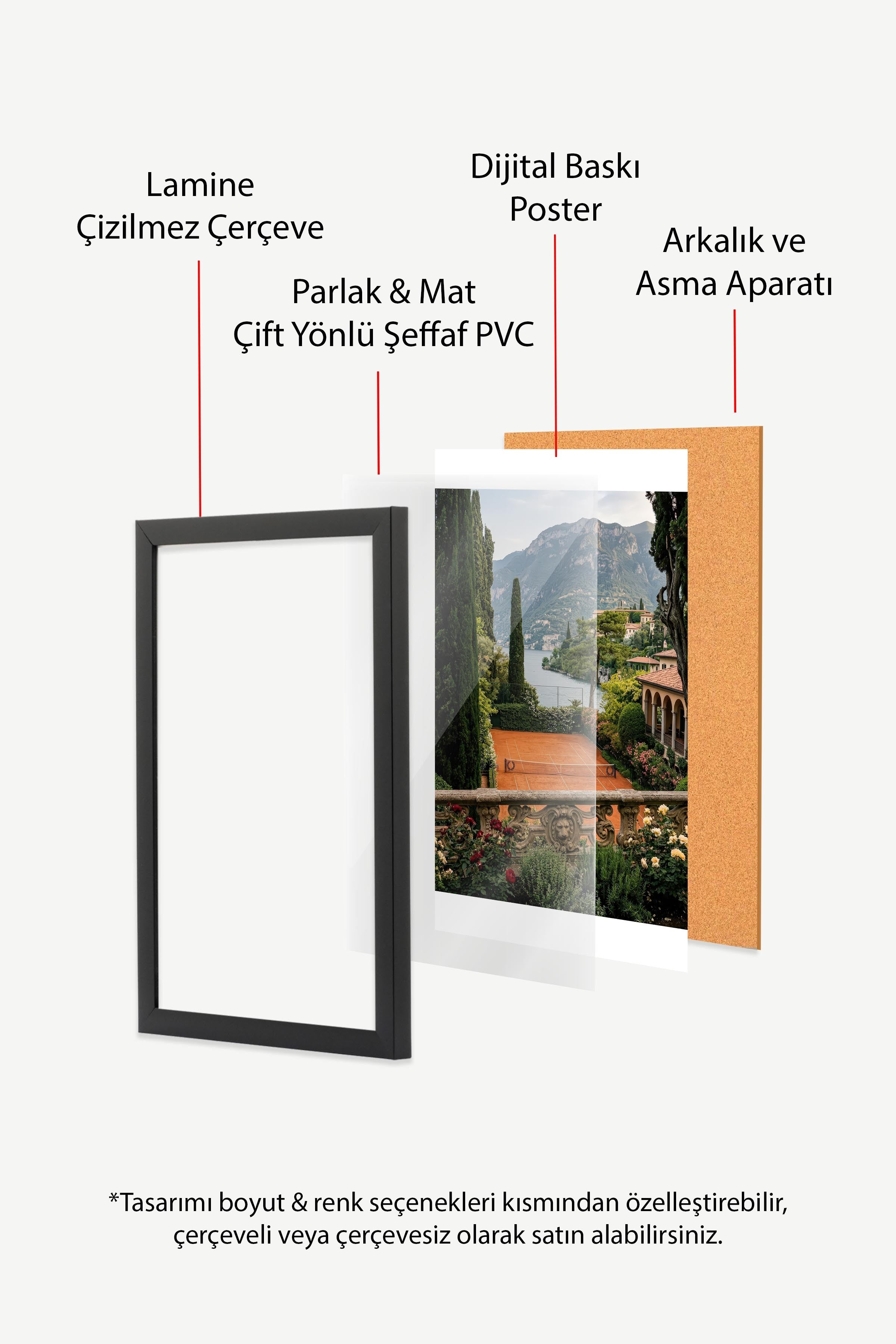 Tenis Kortu ve Manzara Posteri, Siyah Çerçeveli Poster, Old Money Serisi, NO:113195