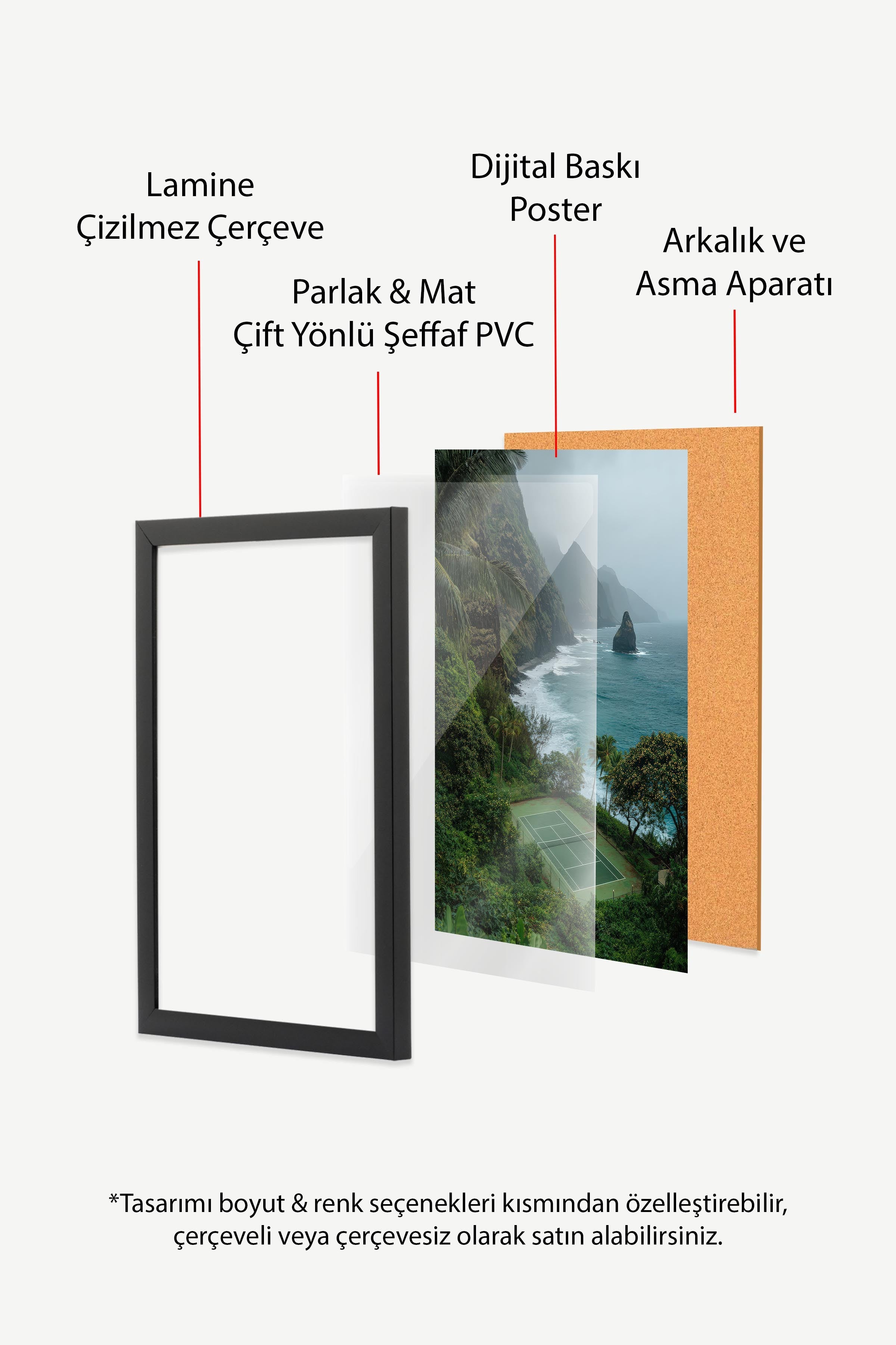 Tenis Kortu ve Manzara Posteri, Siyah Çerçeveli Poster, Old Money Serisi, NO:113235