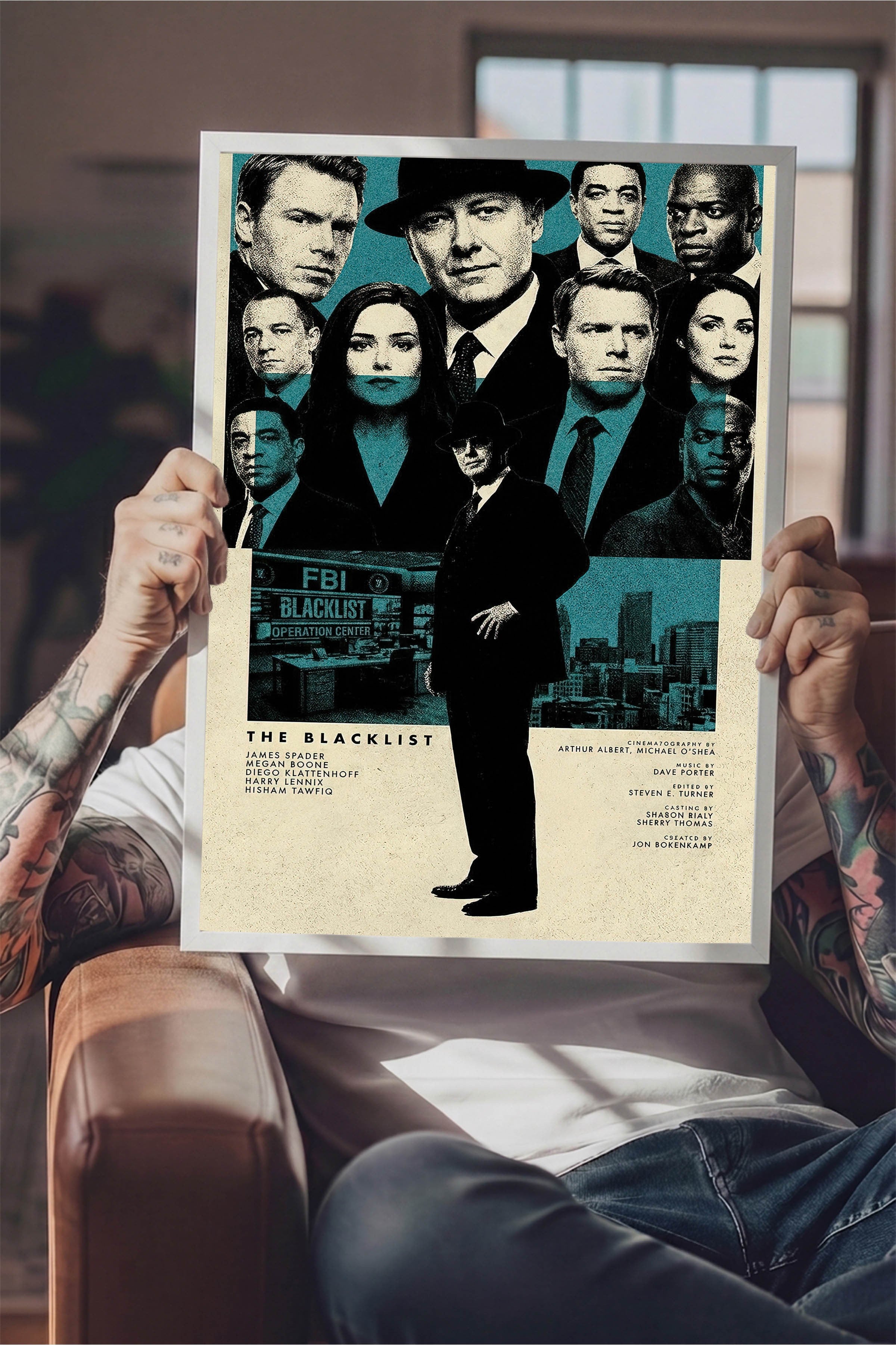 The Blacklist Beyaz Çerçeveli Poster, Sinema ve Dizi Tablo, Film Dizi Afişleri NO:112802