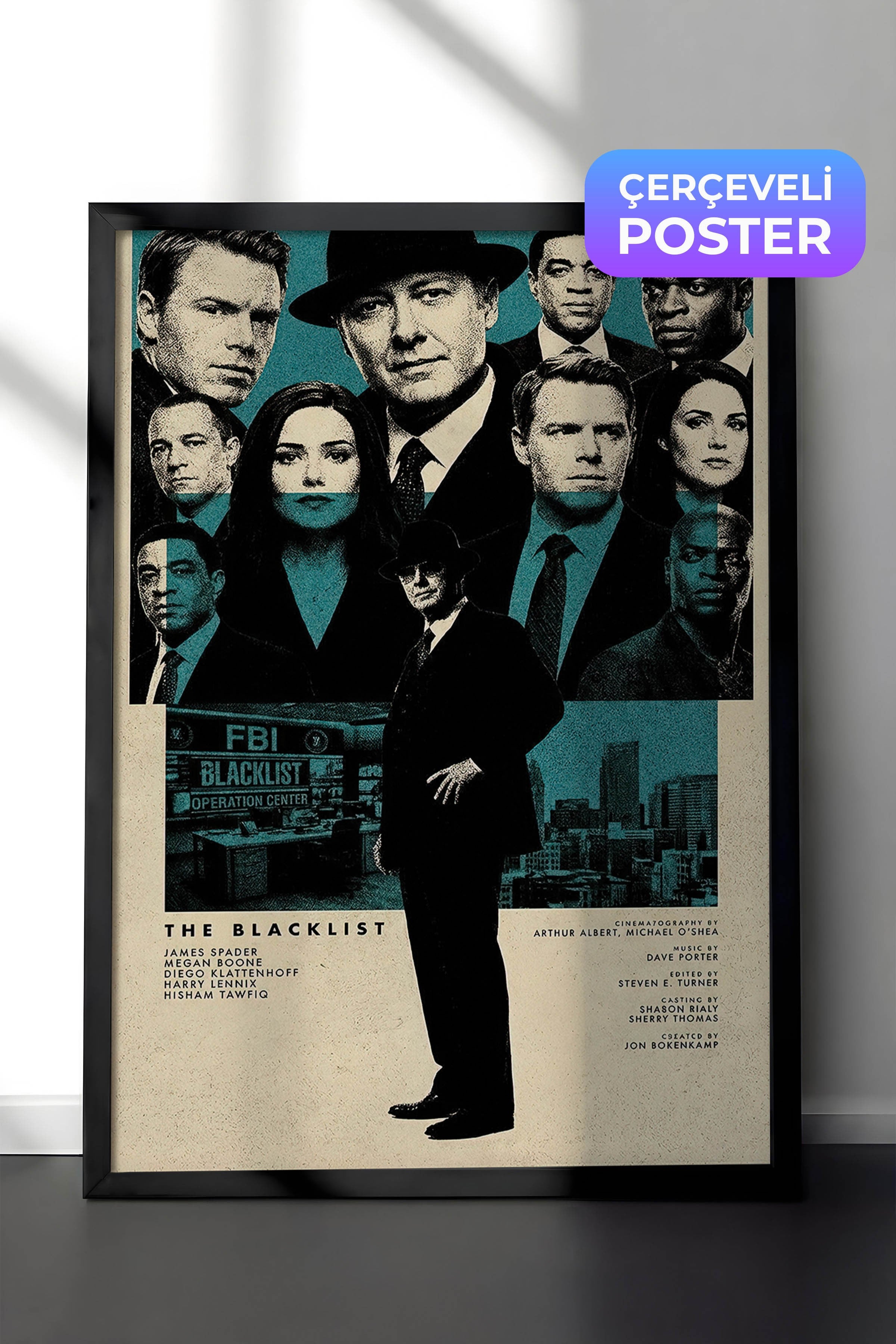 The Blacklist Siyah Çerçeveli Poster, Sinema ve Dizi Tablo, Film Dizi Afişleri NO:112802