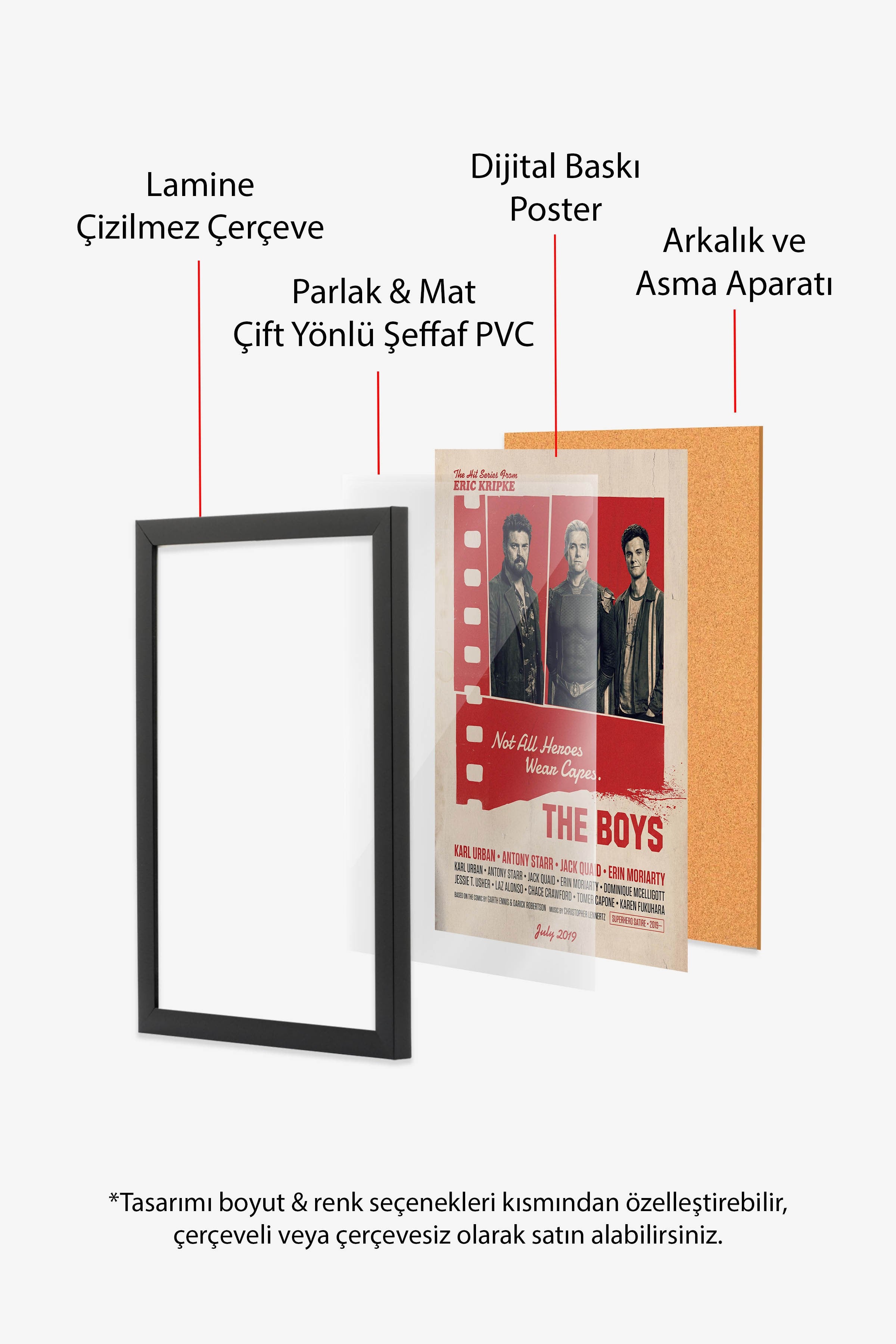 The Boys Siyah Çerçeveli Poster, Sinema ve Dizi Tablo, Film Dizi Afişleri NO:112854