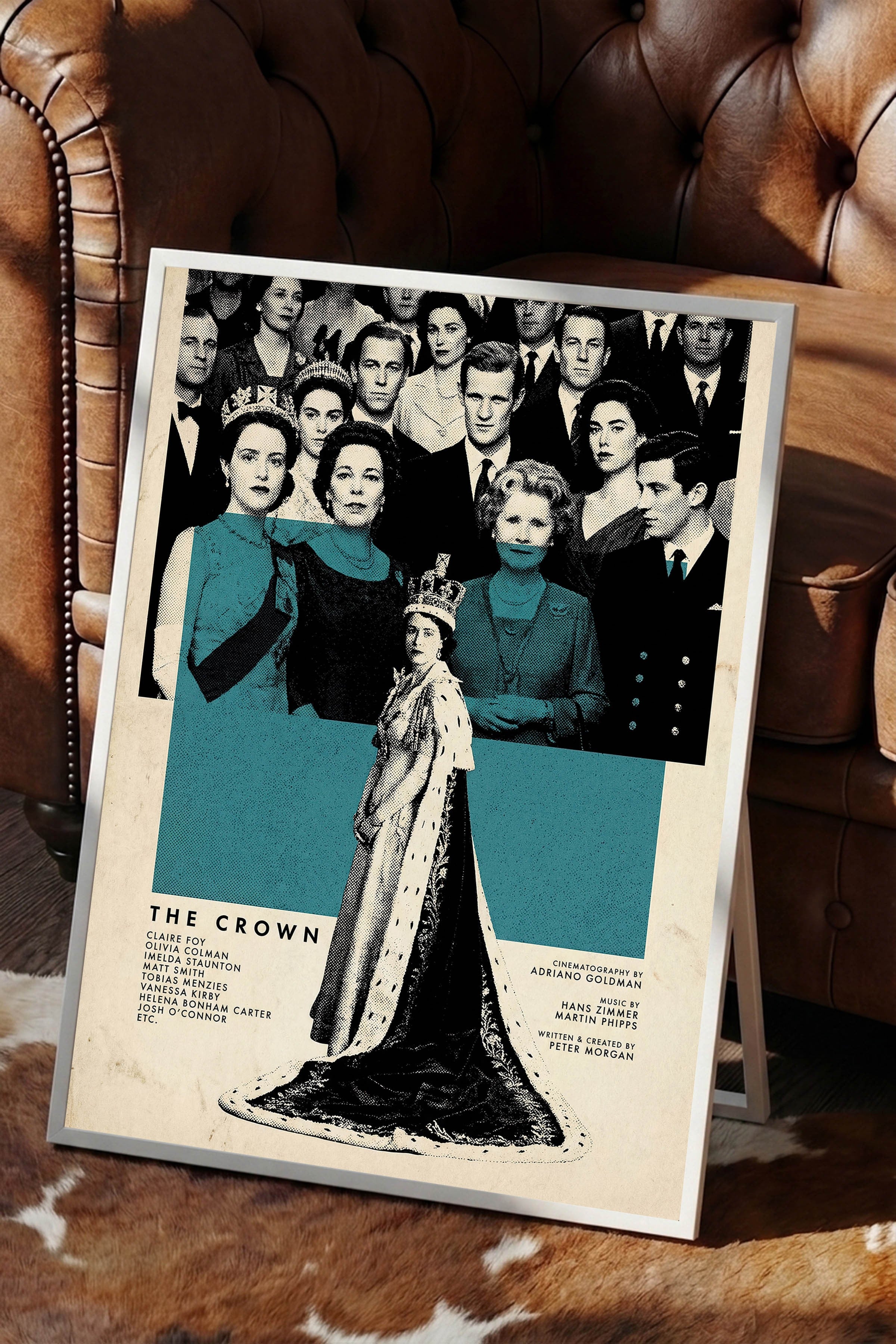 The Crown Beyaz Çerçeveli Poster, Sinema ve Dizi Tablo, Film Dizi Afişleri NO:112792