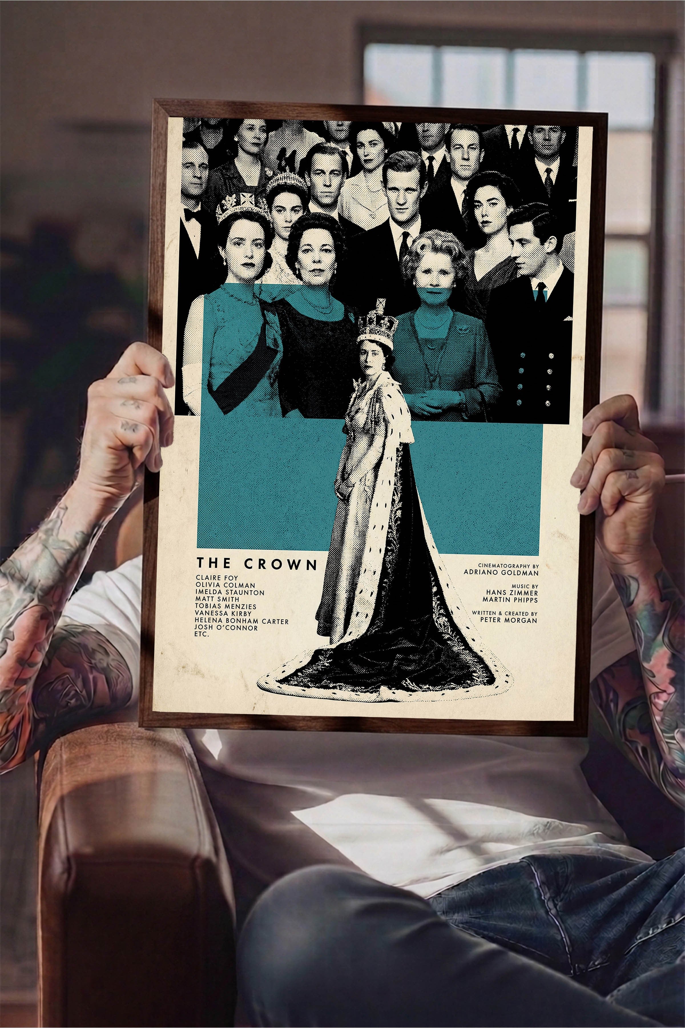 The Crown Kahverengi Çerçeveli Poster, Sinema ve Dizi Tablo, Film Dizi Afişleri NO:112792