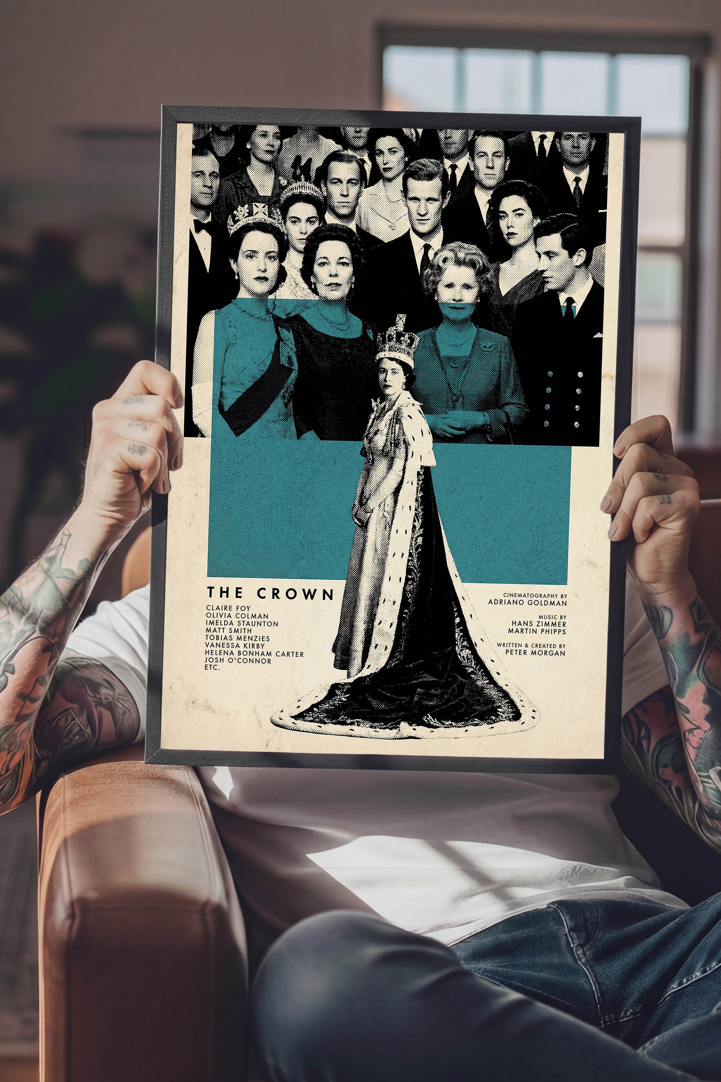 The Crown Siyah Çerçeveli Poster, Sinema ve Dizi Tablo, Film Dizi Afişleri NO:112792