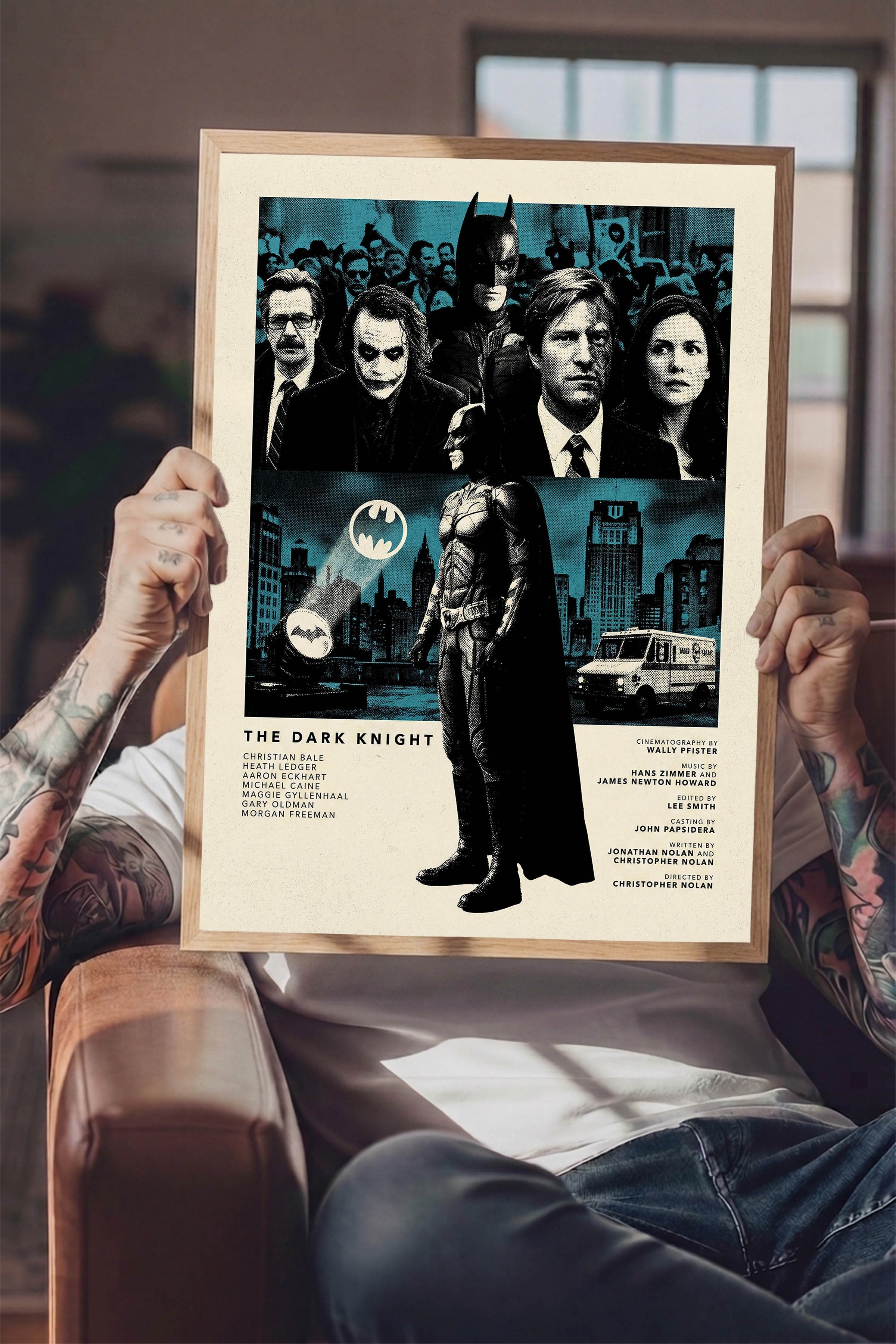The Dark Knight Ahşap Çerçeveli Poster, Sinema ve Dizi Tablo, Film Dizi Afişleri NO:112808