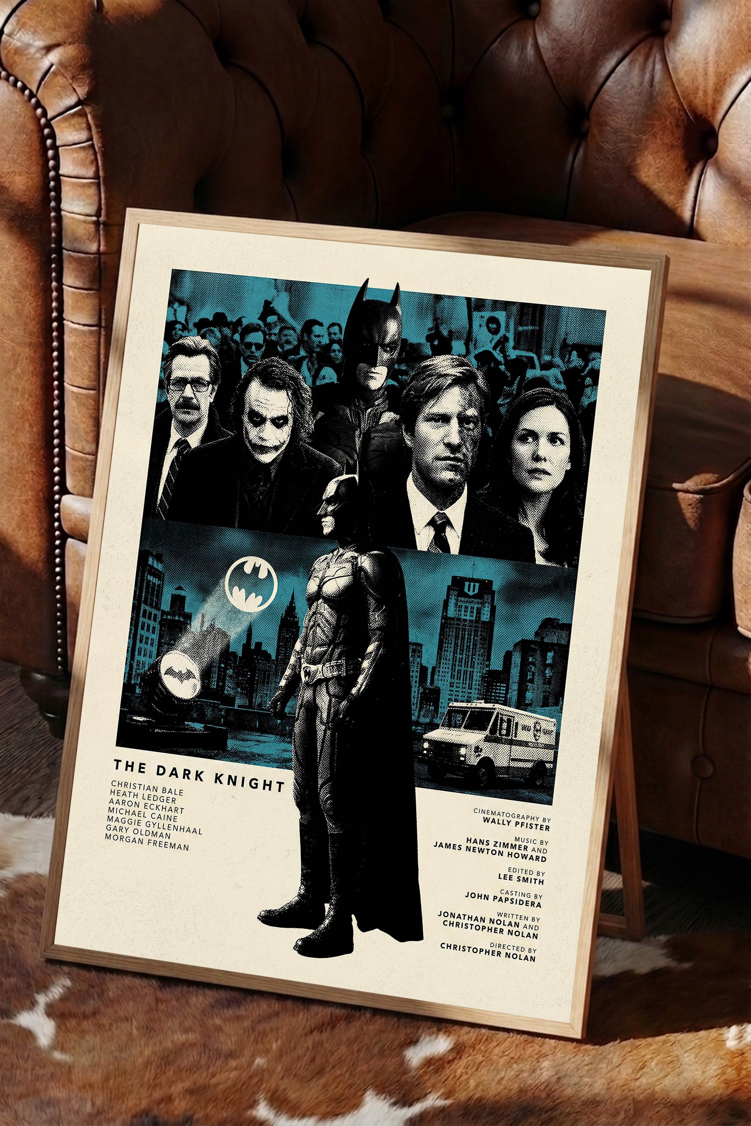 The Dark Knight Ahşap Çerçeveli Poster, Sinema ve Dizi Tablo, Film Dizi Afişleri NO:112808