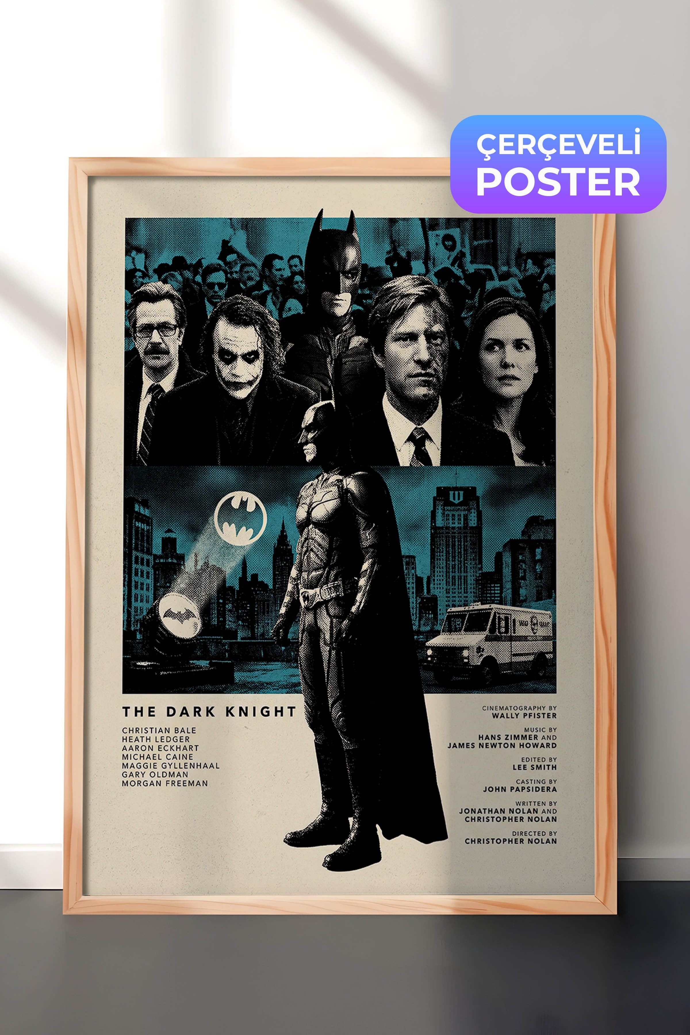 The Dark Knight Ahşap Çerçeveli Poster, Sinema ve Dizi Tablo, Film Dizi Afişleri NO:112808