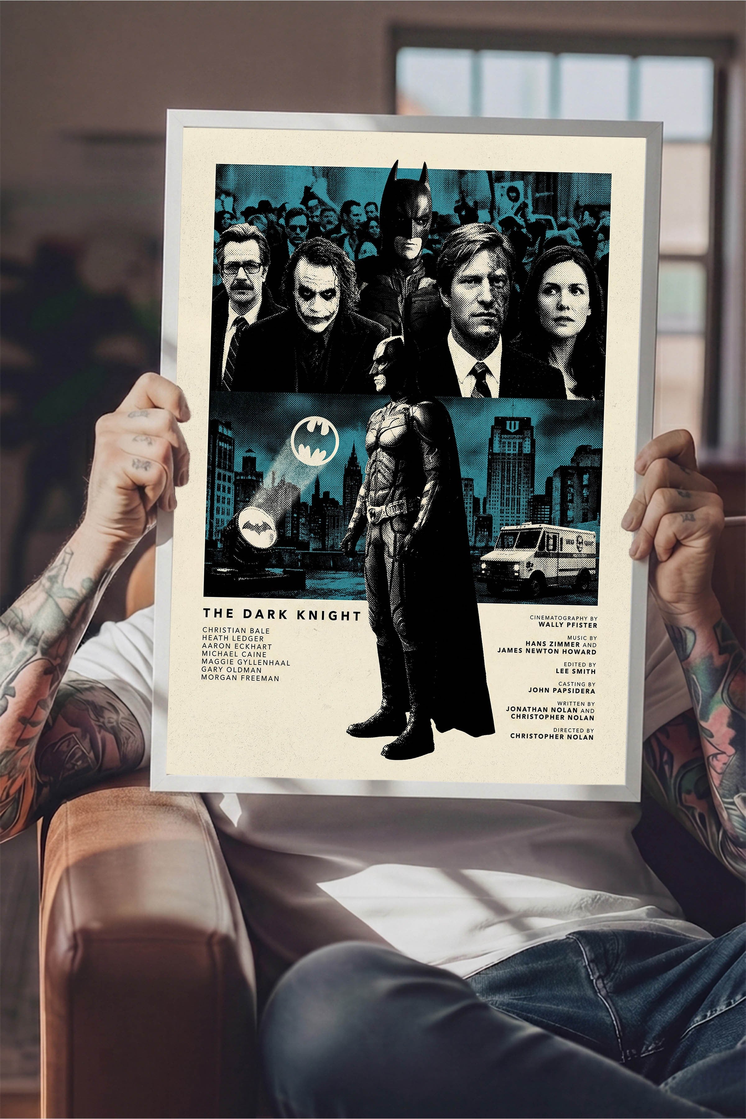 The Dark Knight Beyaz Çerçeveli Poster, Sinema ve Dizi Tablo, Film Dizi Afişleri NO:112808