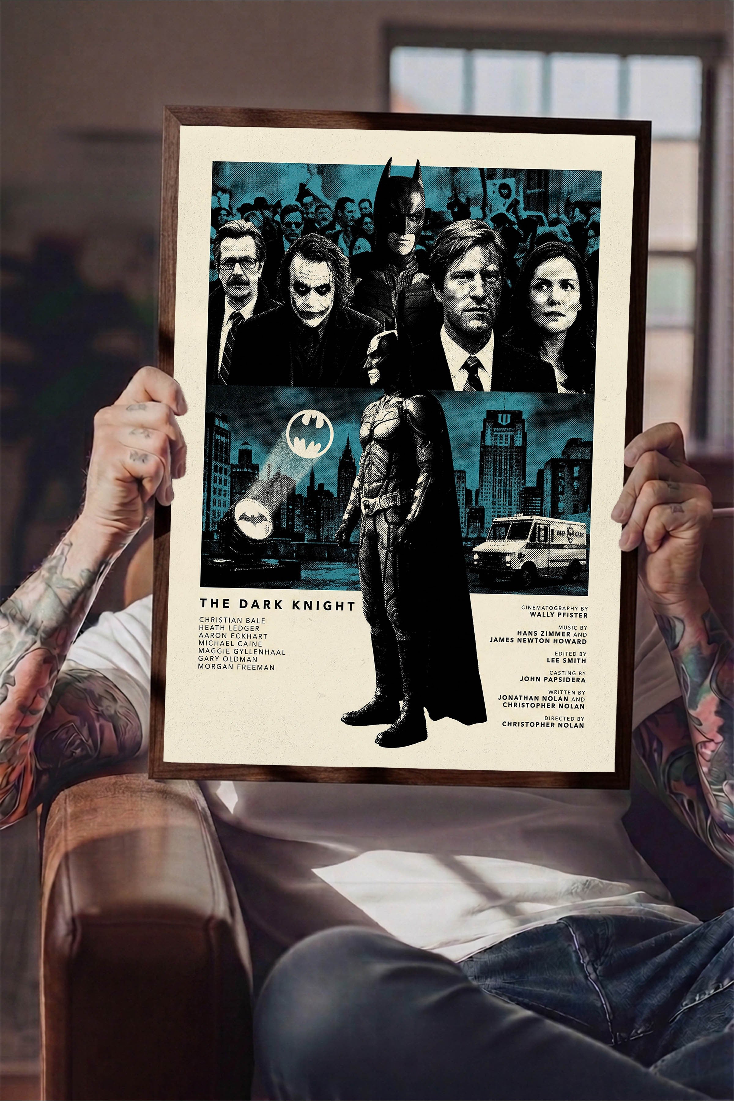 The Dark Knight Kahverengi Çerçeveli Poster, Sinema ve Dizi Tablo, Film Dizi Afişleri NO:112808