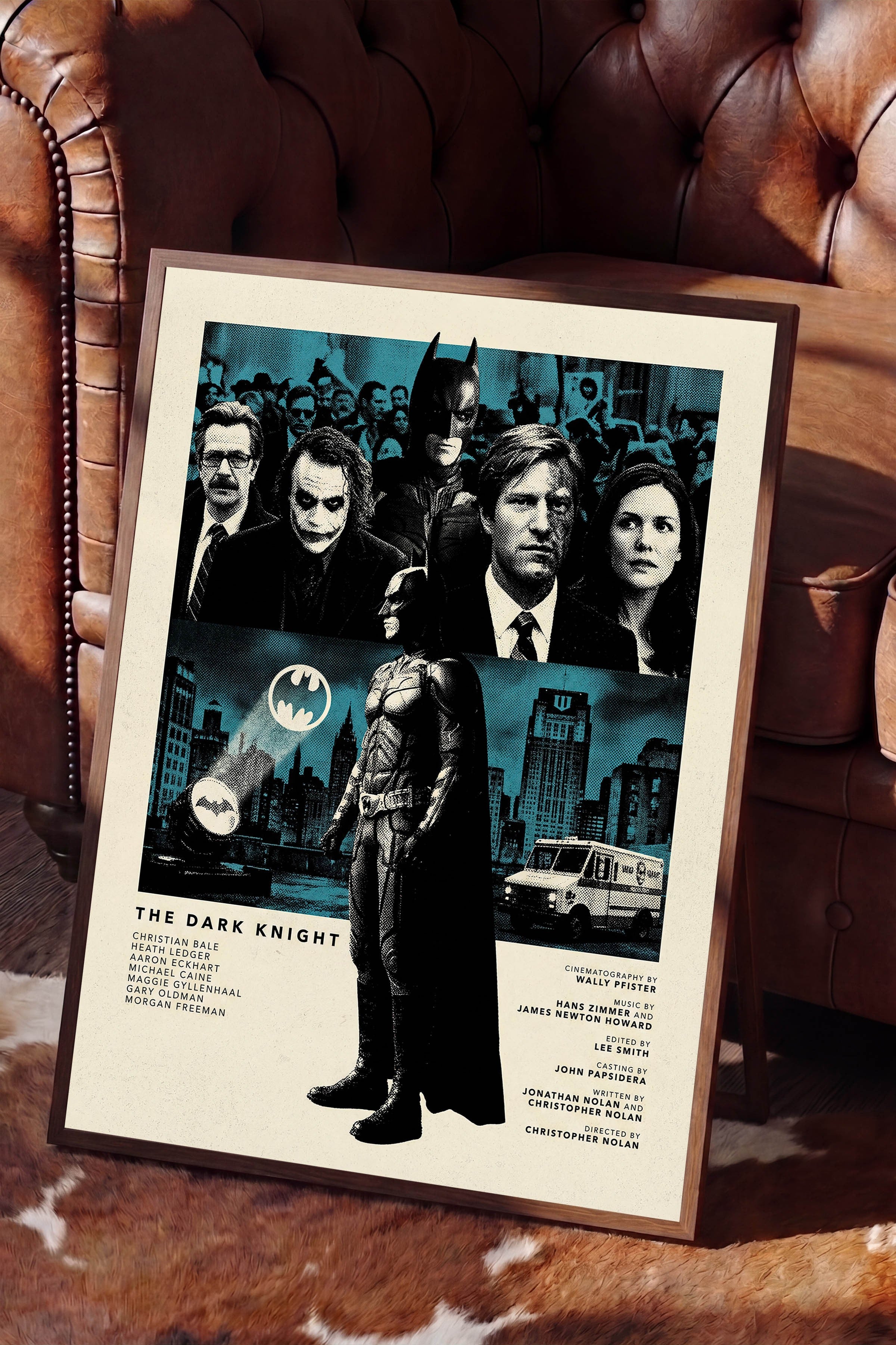 The Dark Knight Kahverengi Çerçeveli Poster, Sinema ve Dizi Tablo, Film Dizi Afişleri NO:112808
