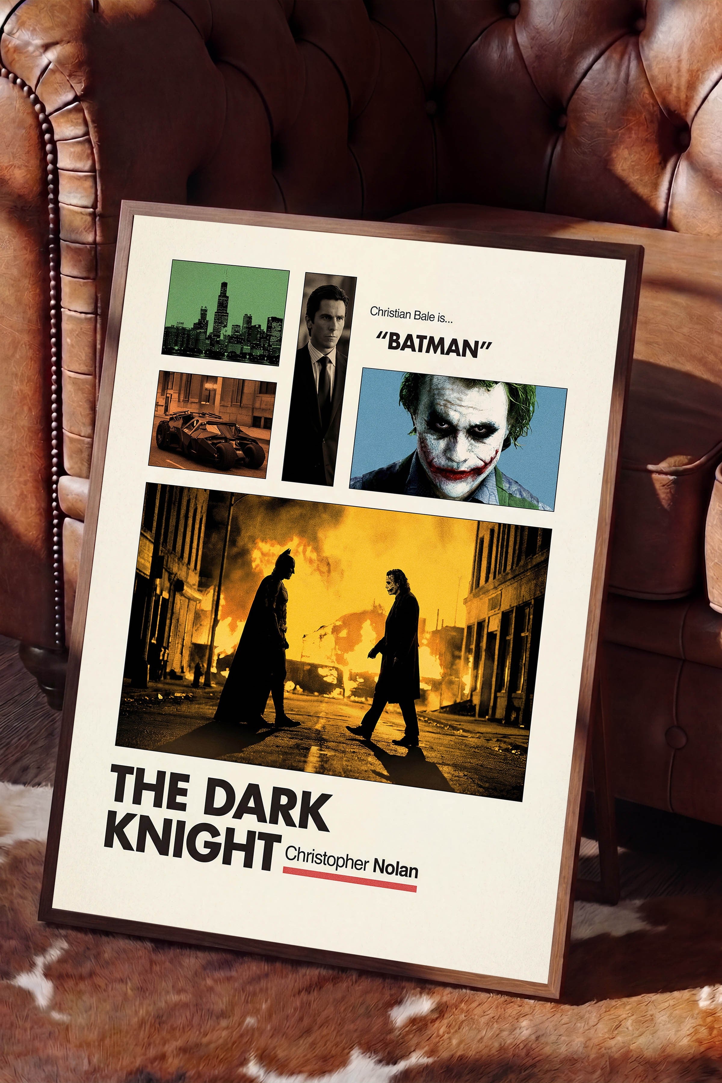 The Dark Knight Kahverengi Çerçeveli Poster, Sinema ve Dizi Tablo, Film Dizi Afişleri NO:112932