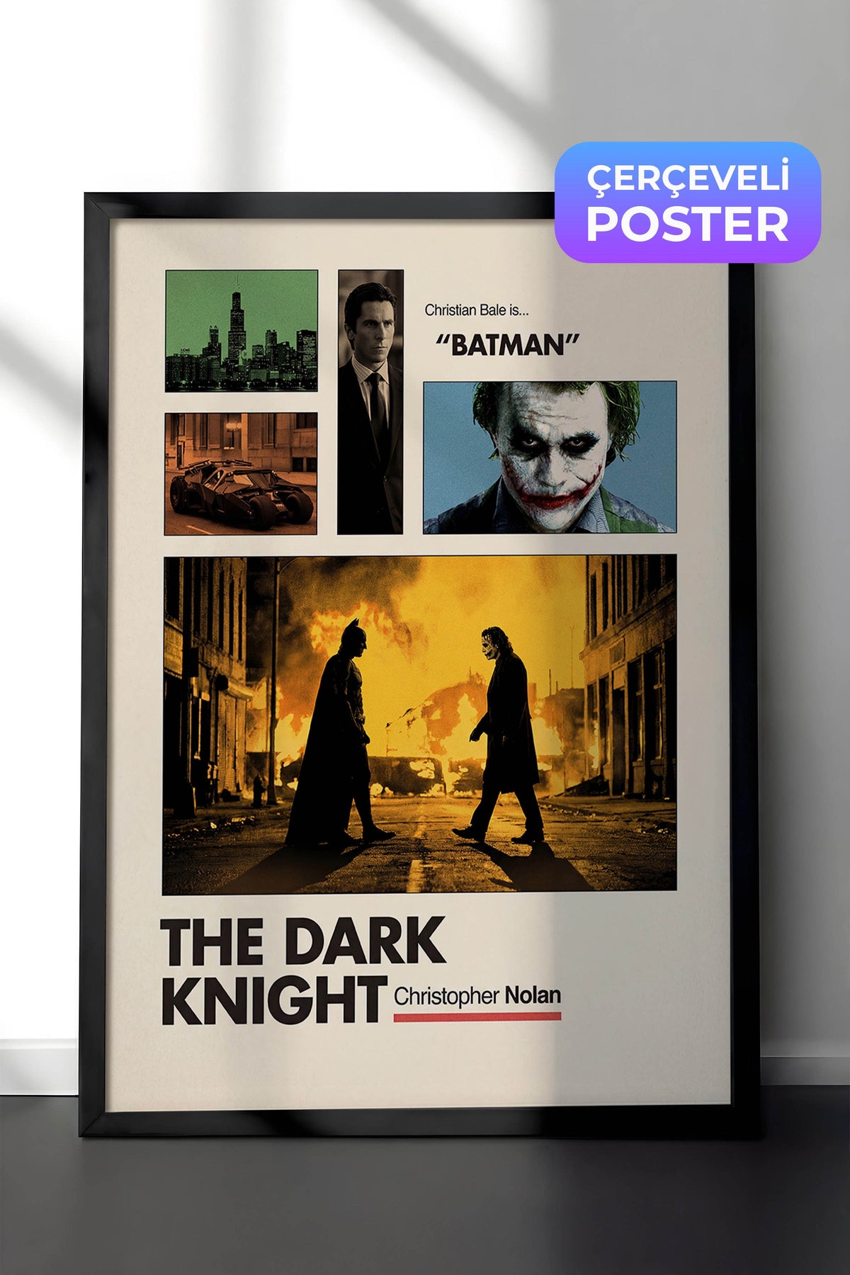 The Dark Knight Siyah Çerçeveli Poster, Sinema ve Dizi Tablo, Film Dizi Afişleri NO:112932