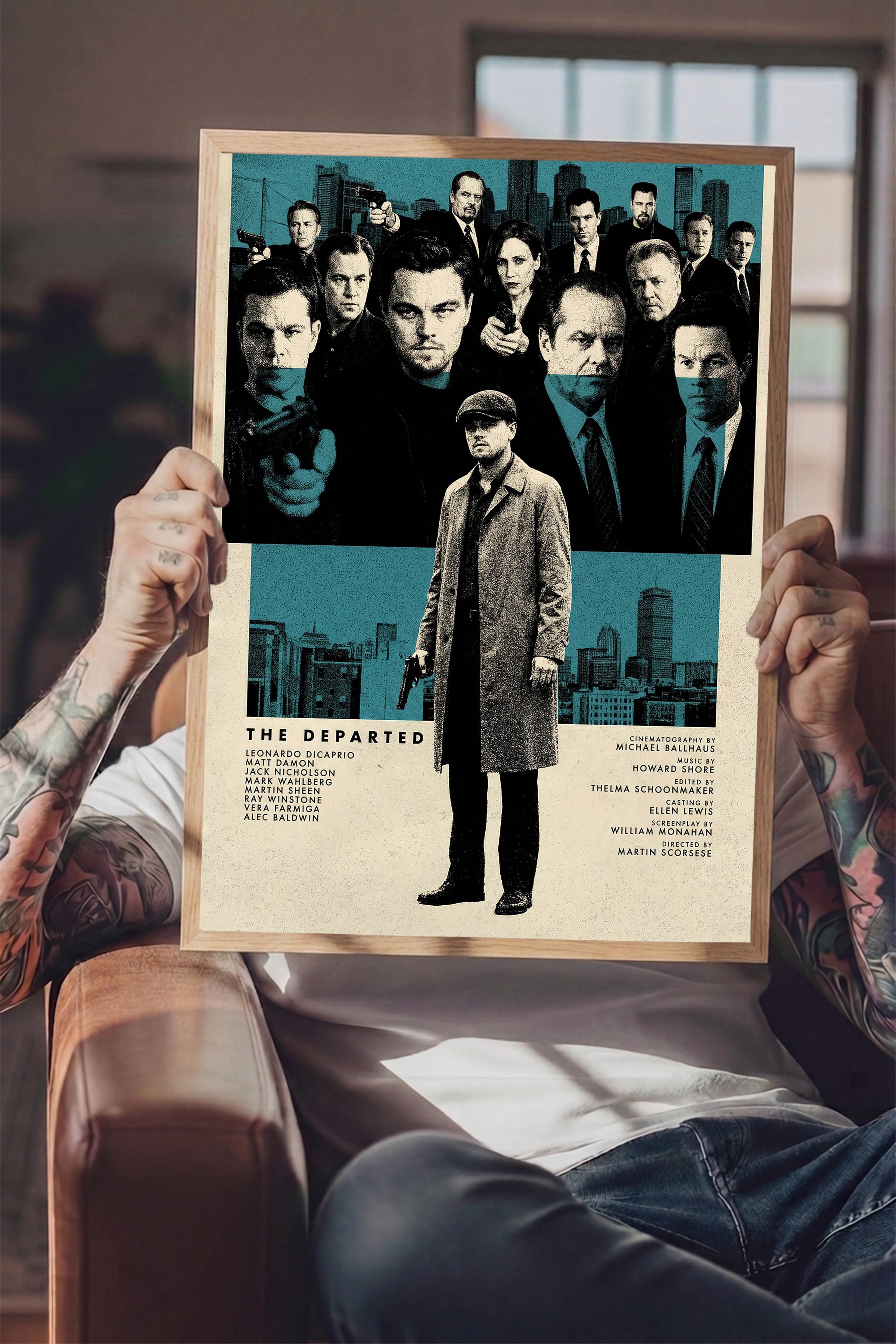 The Departed Ahşap Çerçeveli Poster, Sinema ve Dizi Tablo, Film Dizi Afişleri NO:112831