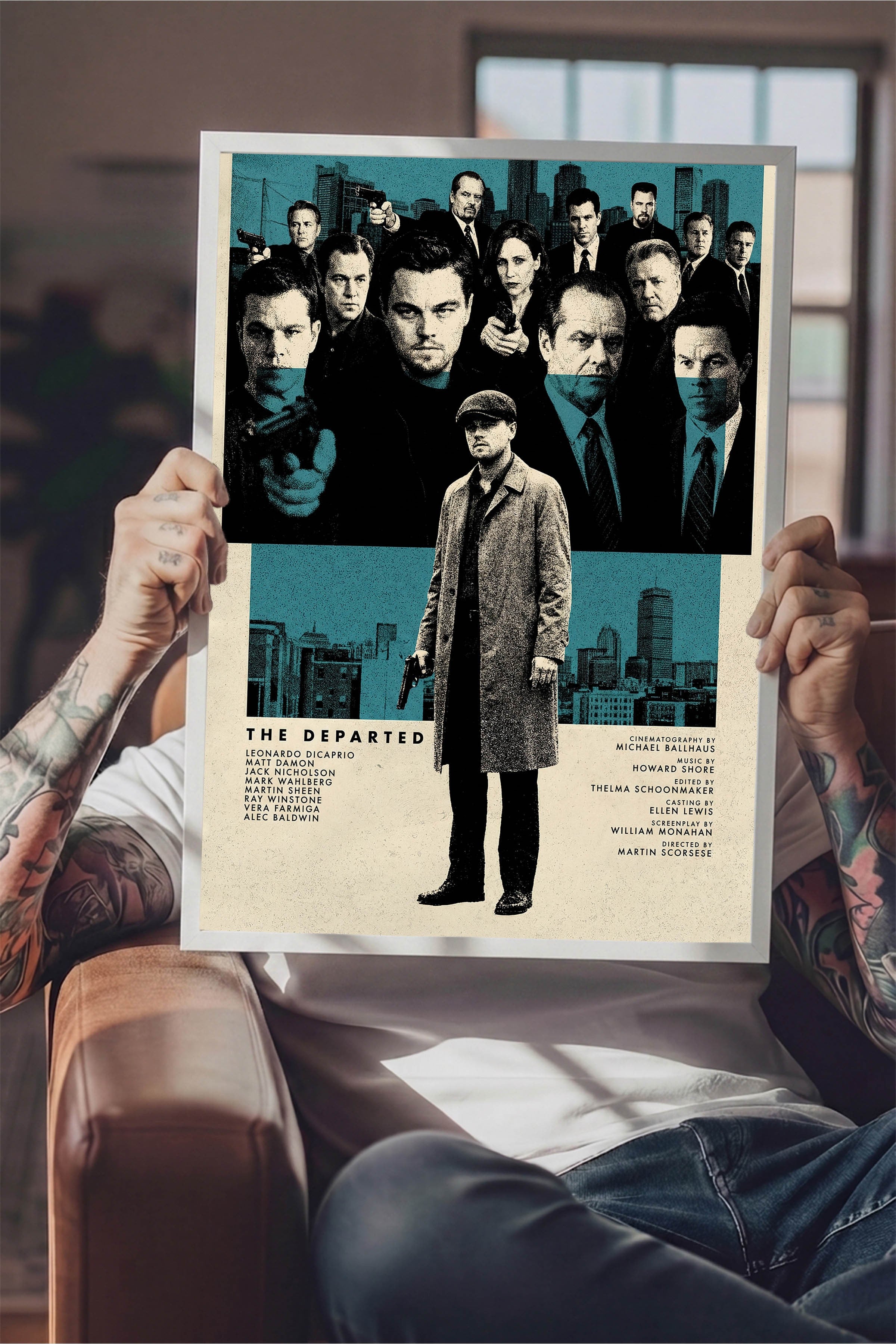 The Departed Beyaz Çerçeveli Poster, Sinema ve Dizi Tablo, Film Dizi Afişleri NO:112831