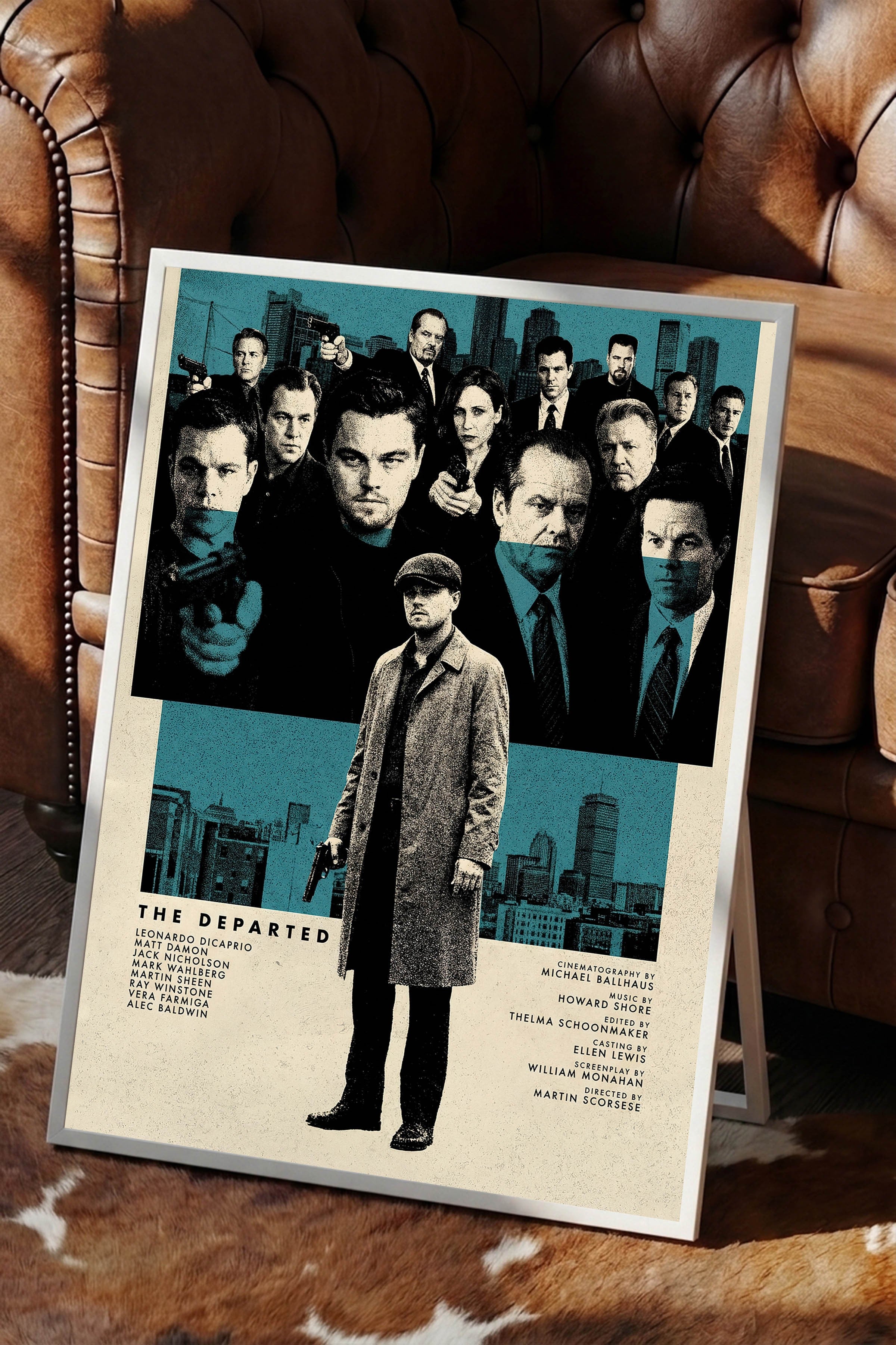 The Departed Beyaz Çerçeveli Poster, Sinema ve Dizi Tablo, Film Dizi Afişleri NO:112831