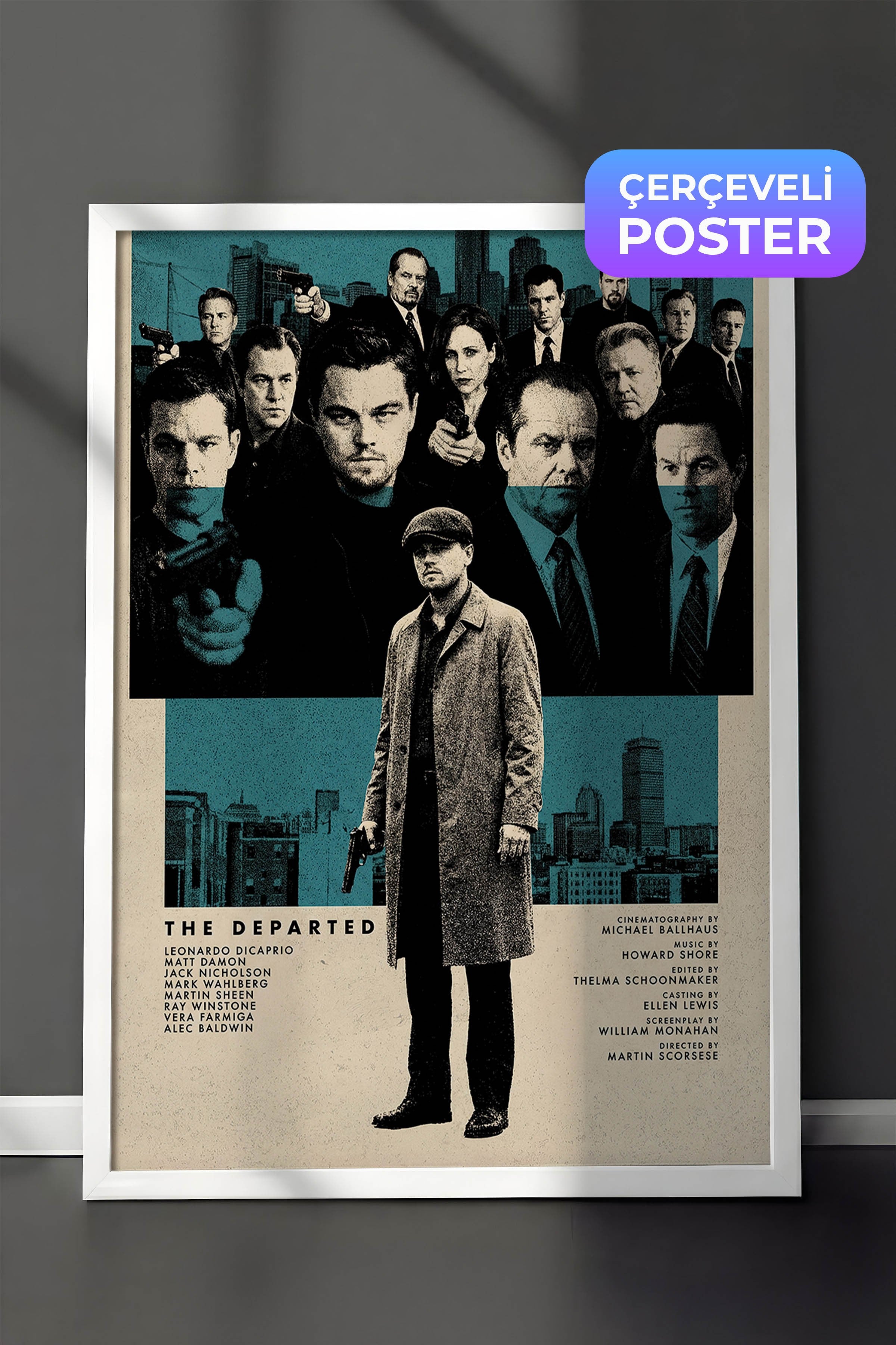The Departed Beyaz Çerçeveli Poster, Sinema ve Dizi Tablo, Film Dizi Afişleri NO:112831