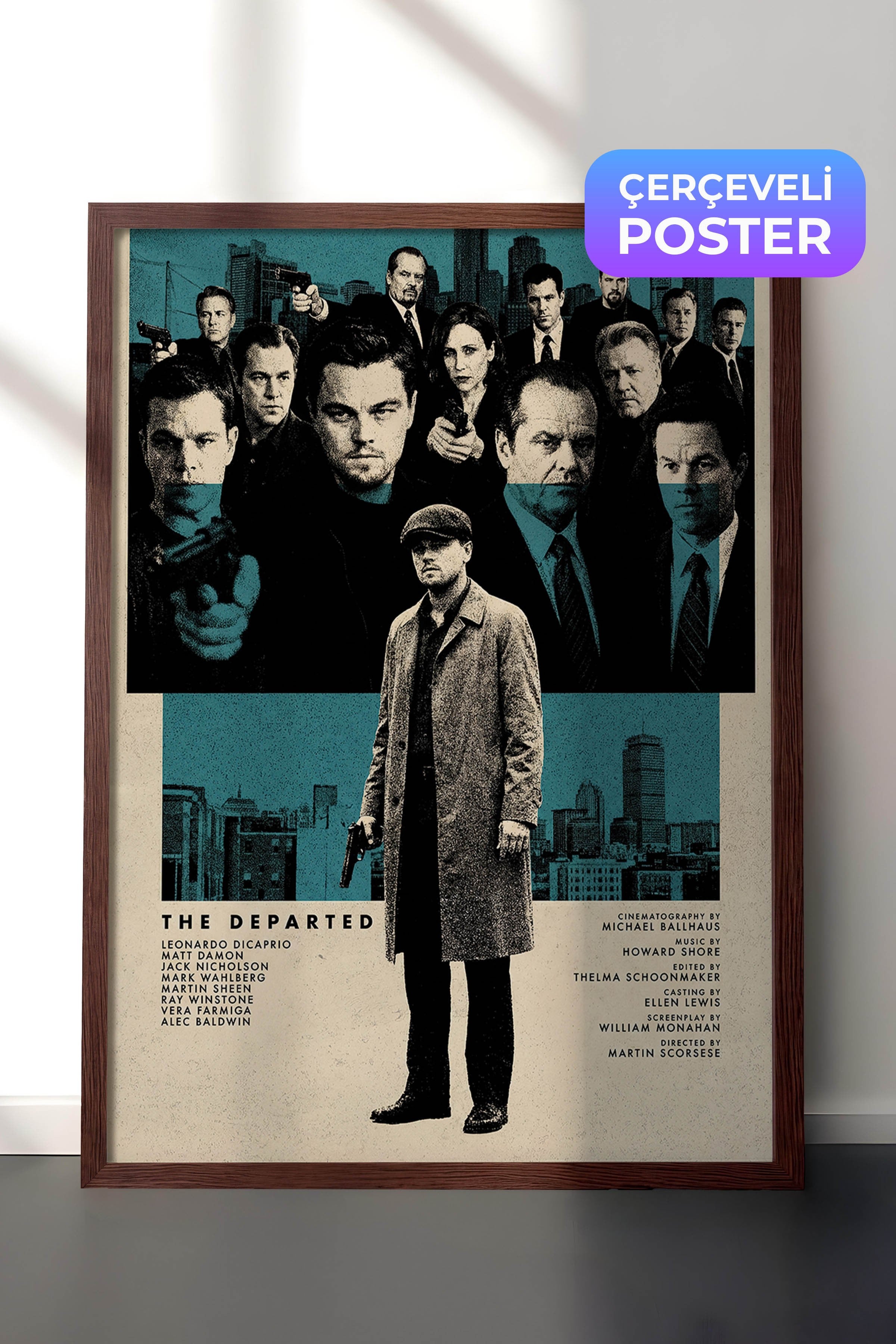The Departed Kahverengi Çerçeveli Poster, Sinema ve Dizi Tablo, Film Dizi Afişleri NO:112831