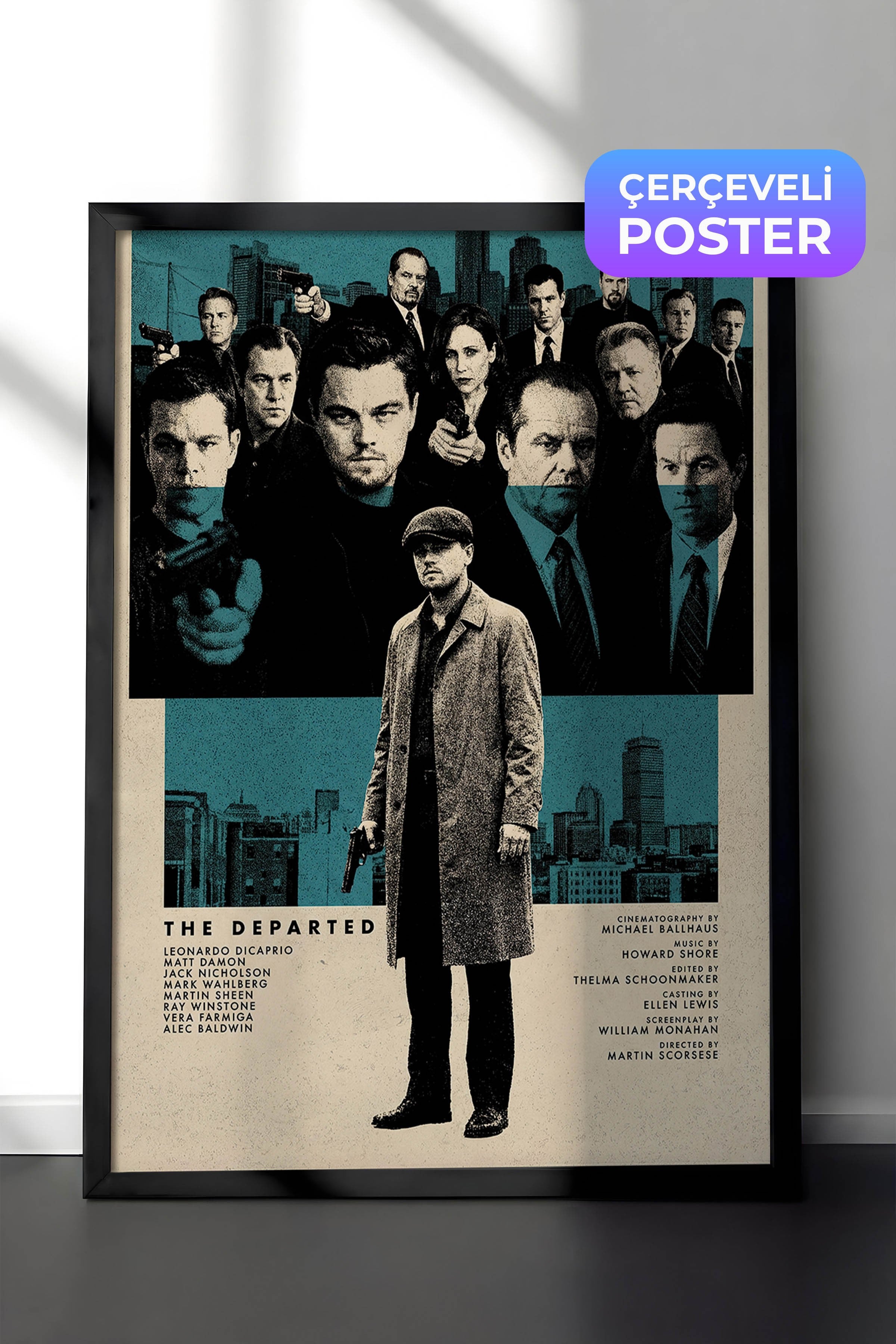 The Departed Siyah Çerçeveli Poster, Sinema ve Dizi Tablo, Film Dizi Afişleri NO:112831