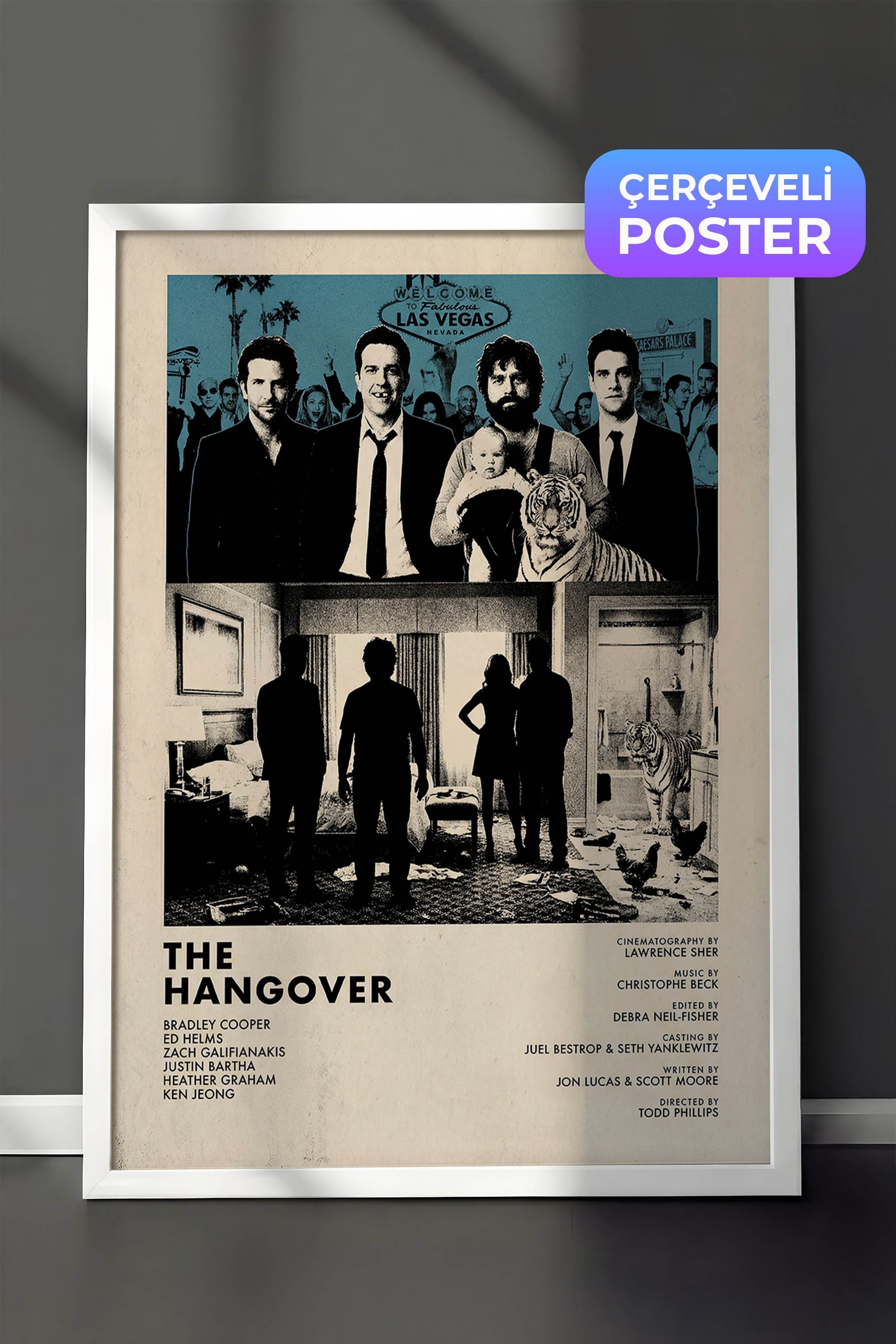 The Hangover Beyaz Çerçeveli Poster, Sinema ve Dizi Tablo, Film Dizi Afişleri NO:112828