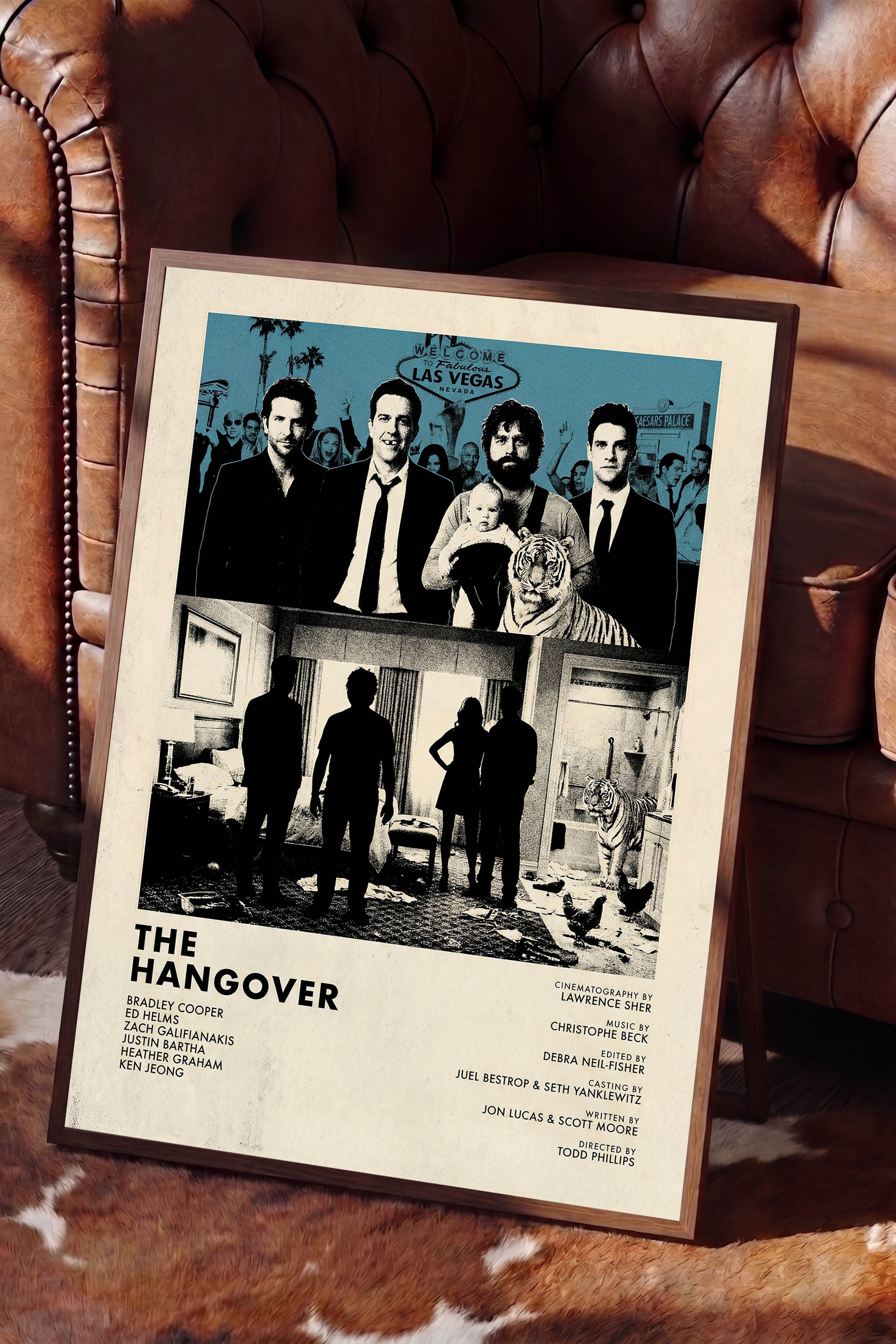 The Hangover Kahverengi Çerçeveli Poster, Sinema ve Dizi Tablo, Film Dizi Afişleri NO:112828