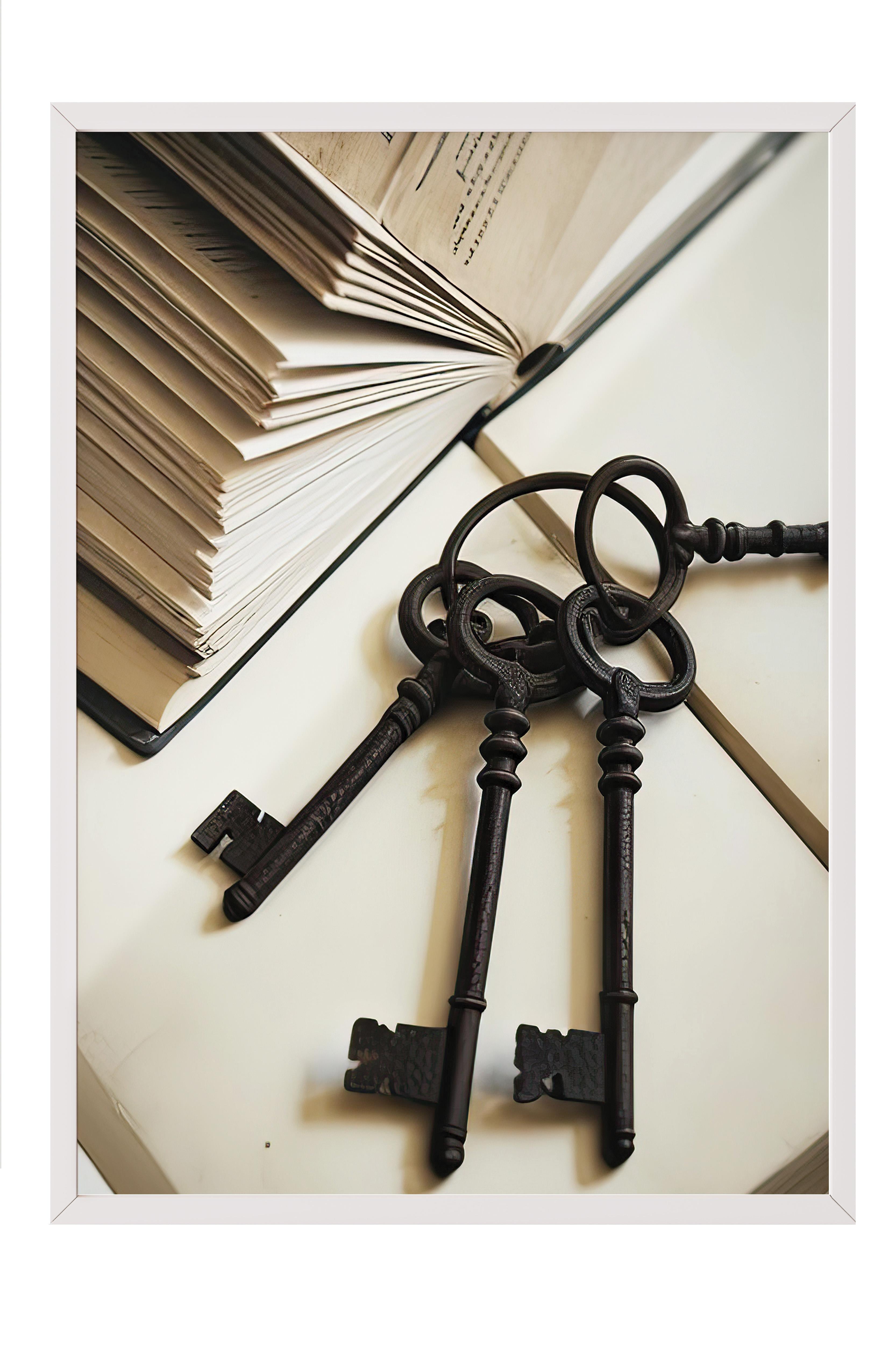 The Keys Çerçeveli Tablo, Beyaz Çerçeve ve Poster, Dikey Duvar Tablosu Comfort Serisi NO:108358