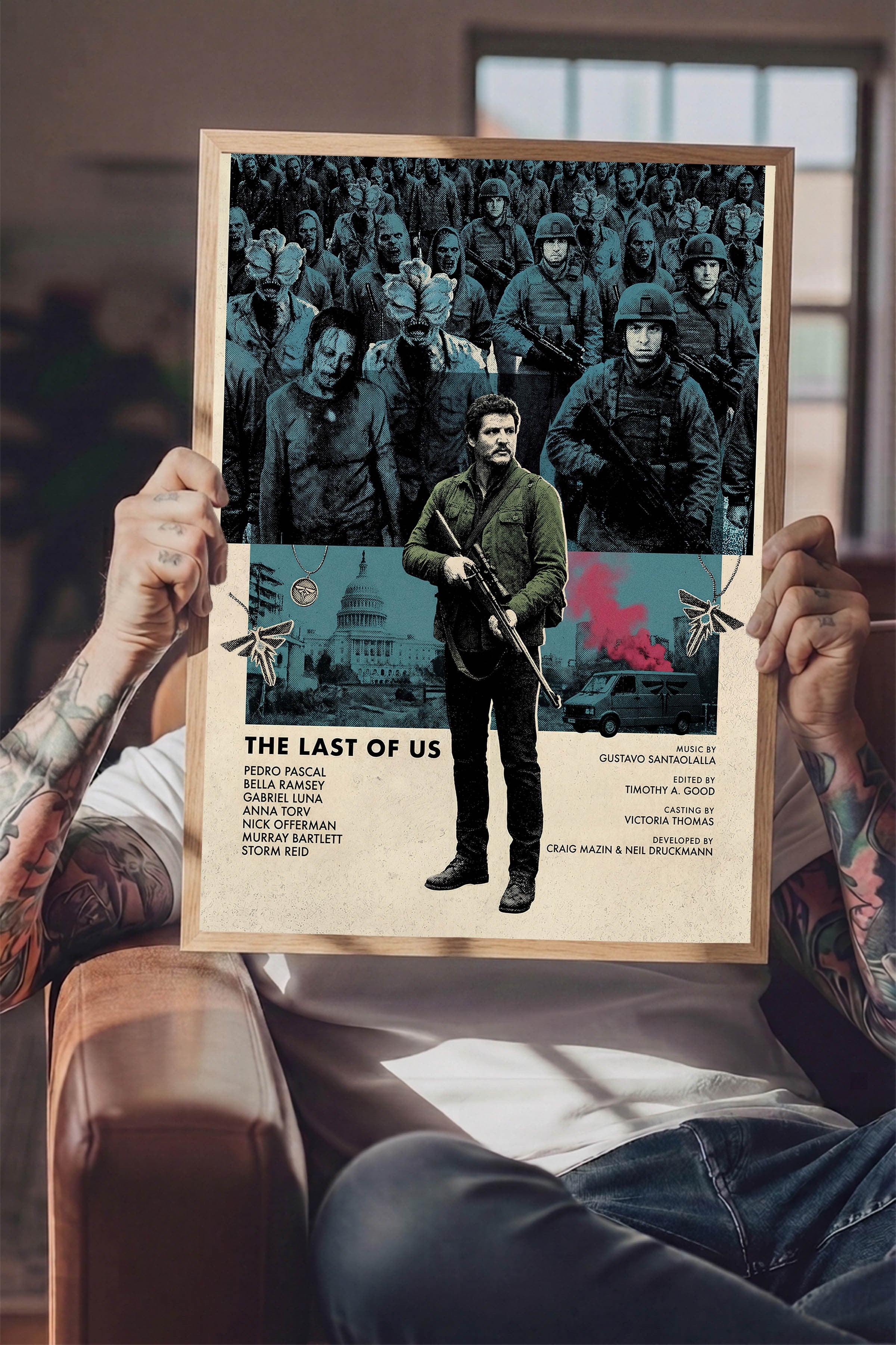 The Last of Us Ahşap Çerçeveli Poster, Sinema ve Dizi Tablo, Film Dizi Afişleri NO:112781