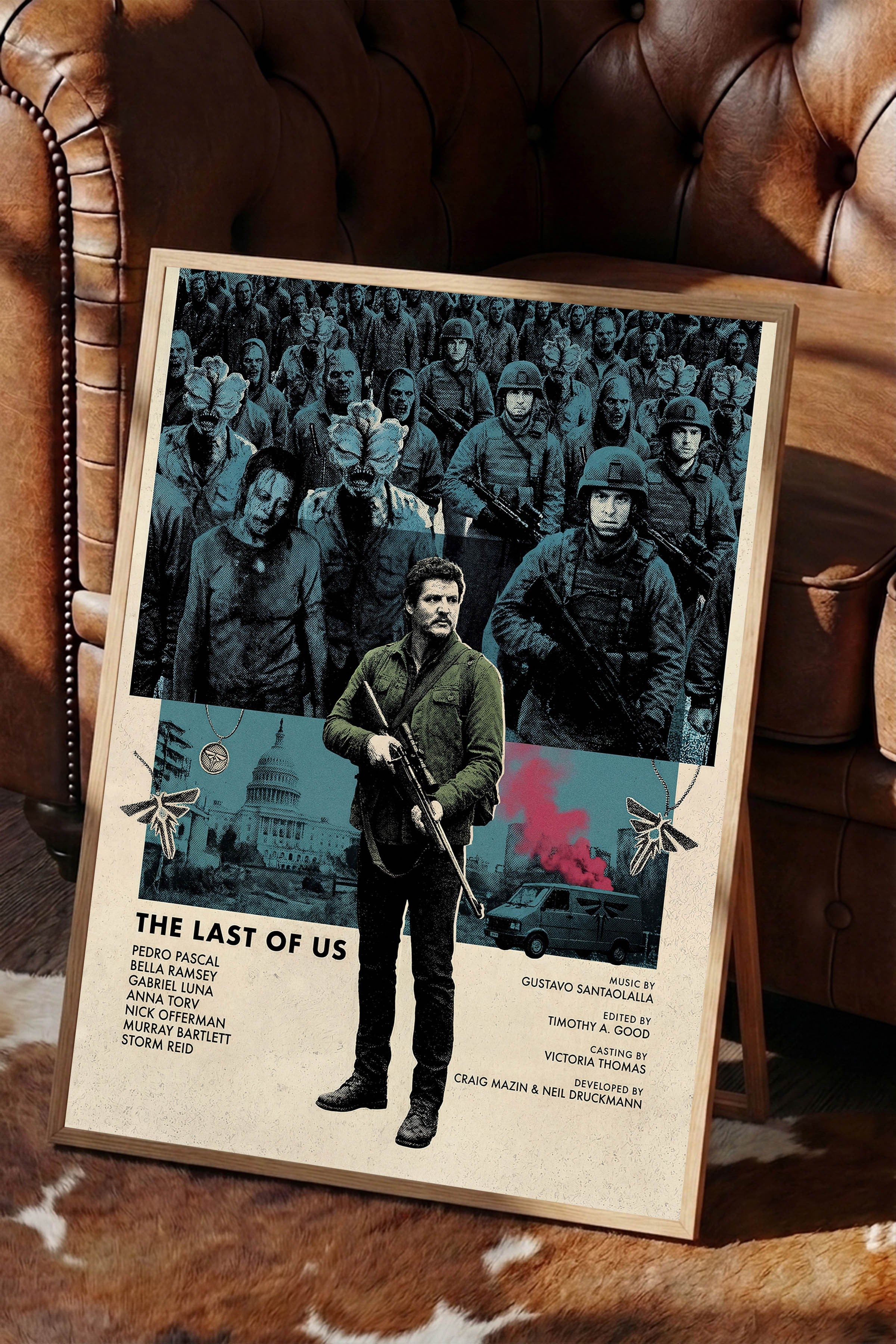 The Last of Us Ahşap Çerçeveli Poster, Sinema ve Dizi Tablo, Film Dizi Afişleri NO:112781