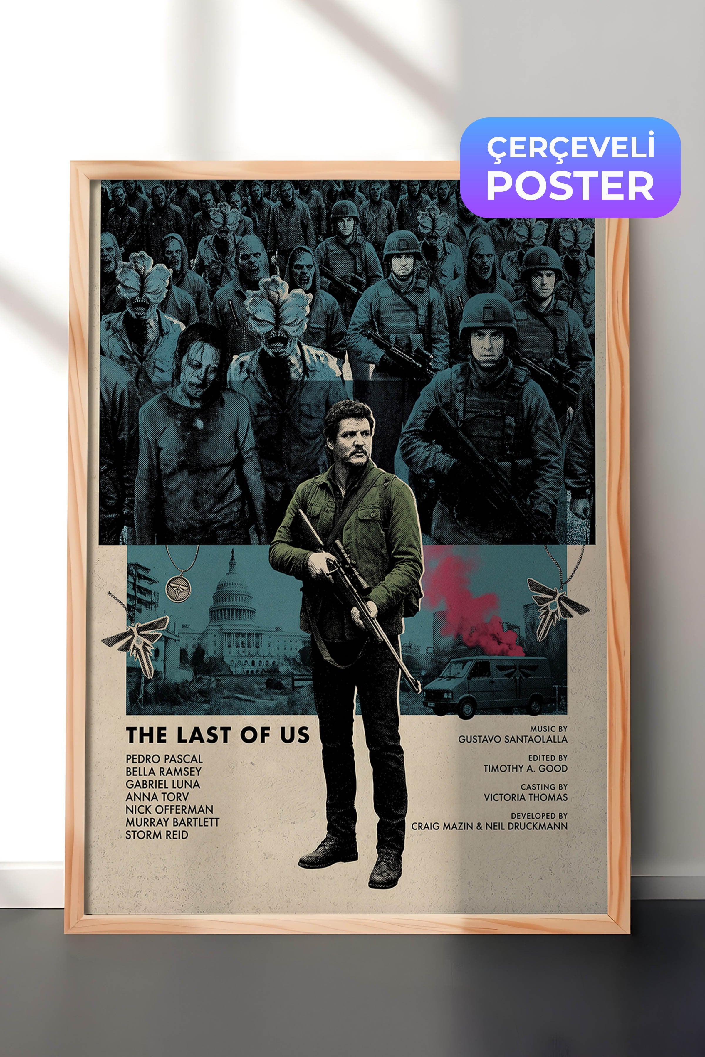The Last of Us Ahşap Çerçeveli Poster, Sinema ve Dizi Tablo, Film Dizi Afişleri NO:112781