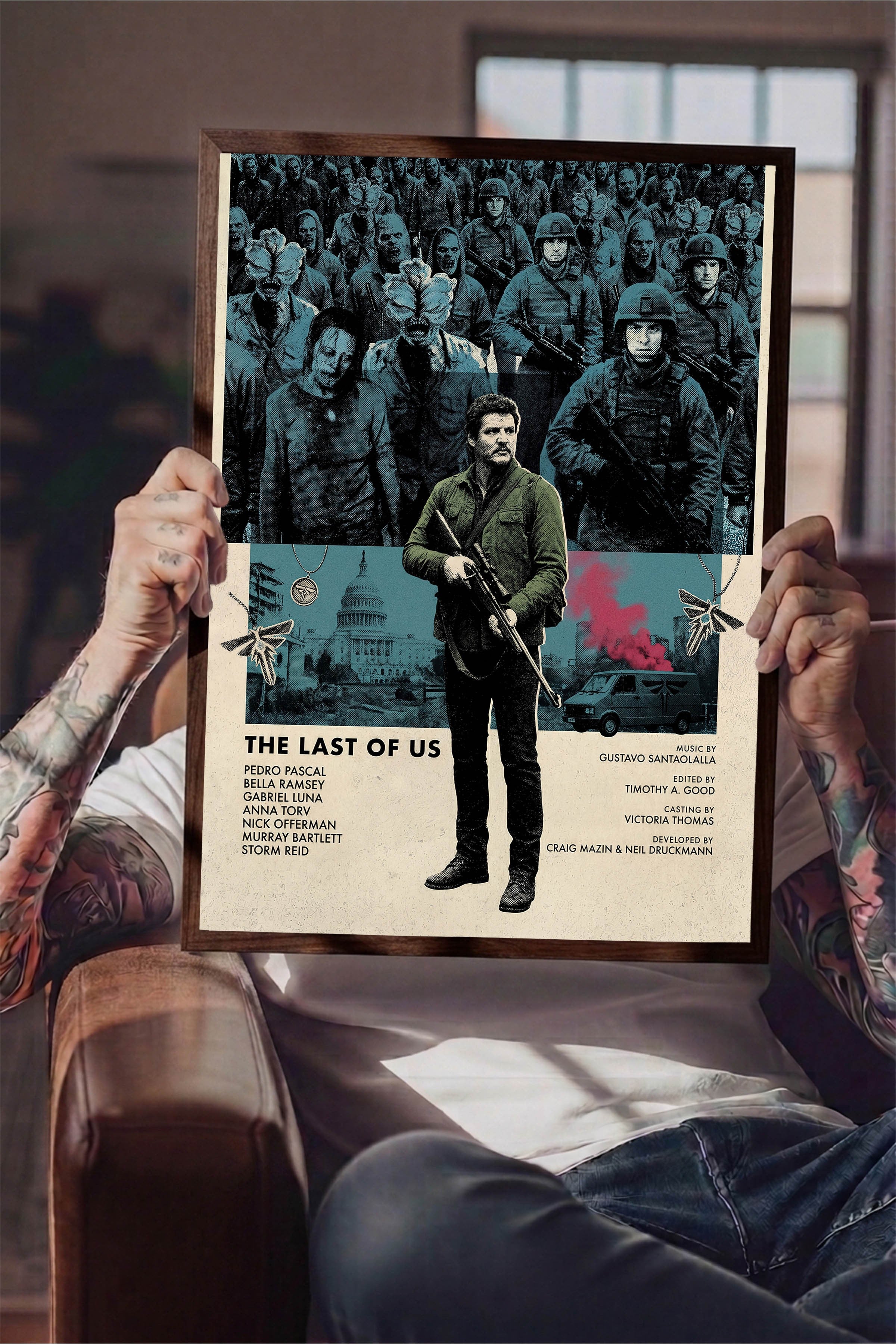 The Last of Us Kahverengi Çerçeveli Poster, Sinema ve Dizi Tablo, Film Dizi Afişleri NO:112781