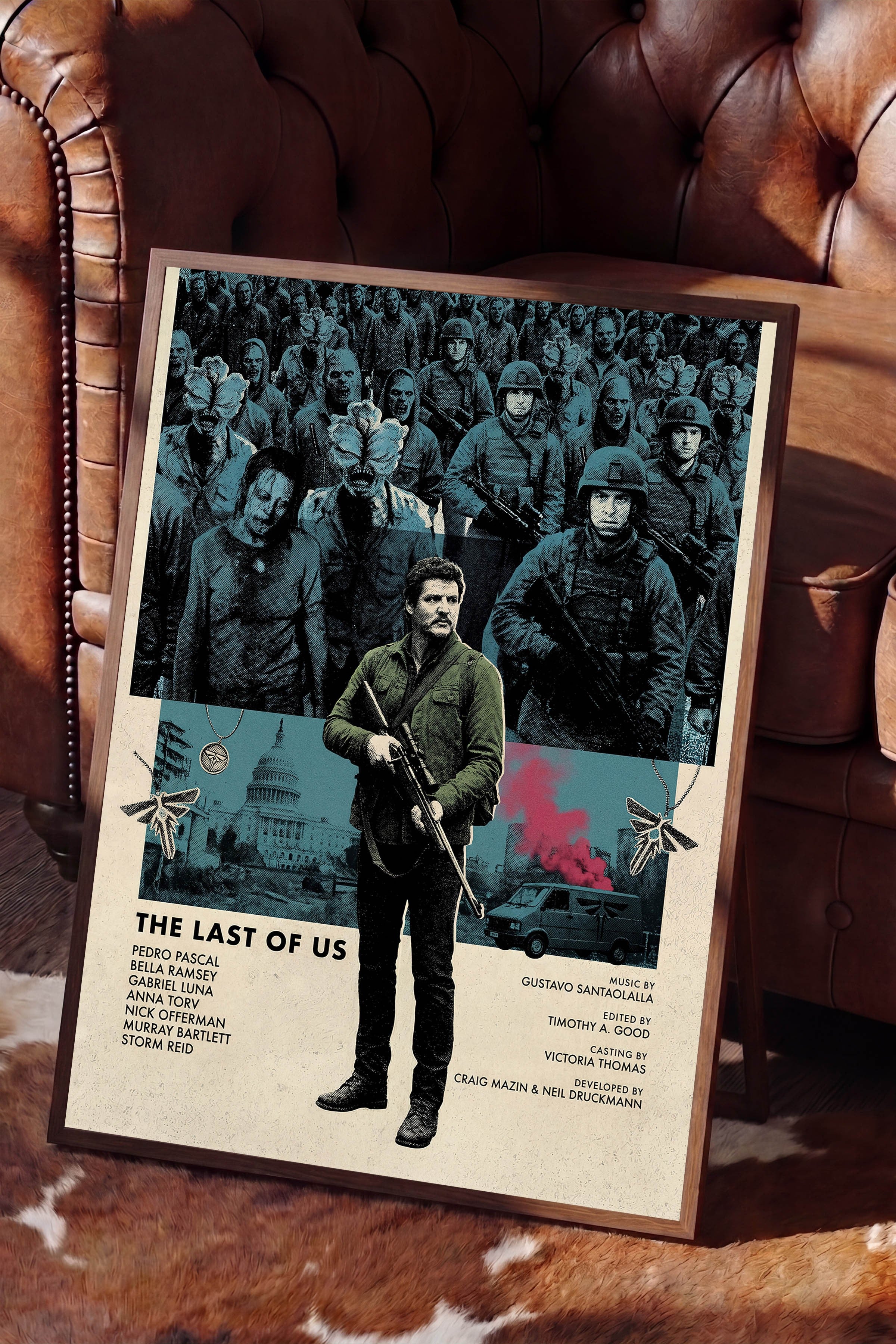 The Last of Us Kahverengi Çerçeveli Poster, Sinema ve Dizi Tablo, Film Dizi Afişleri NO:112781