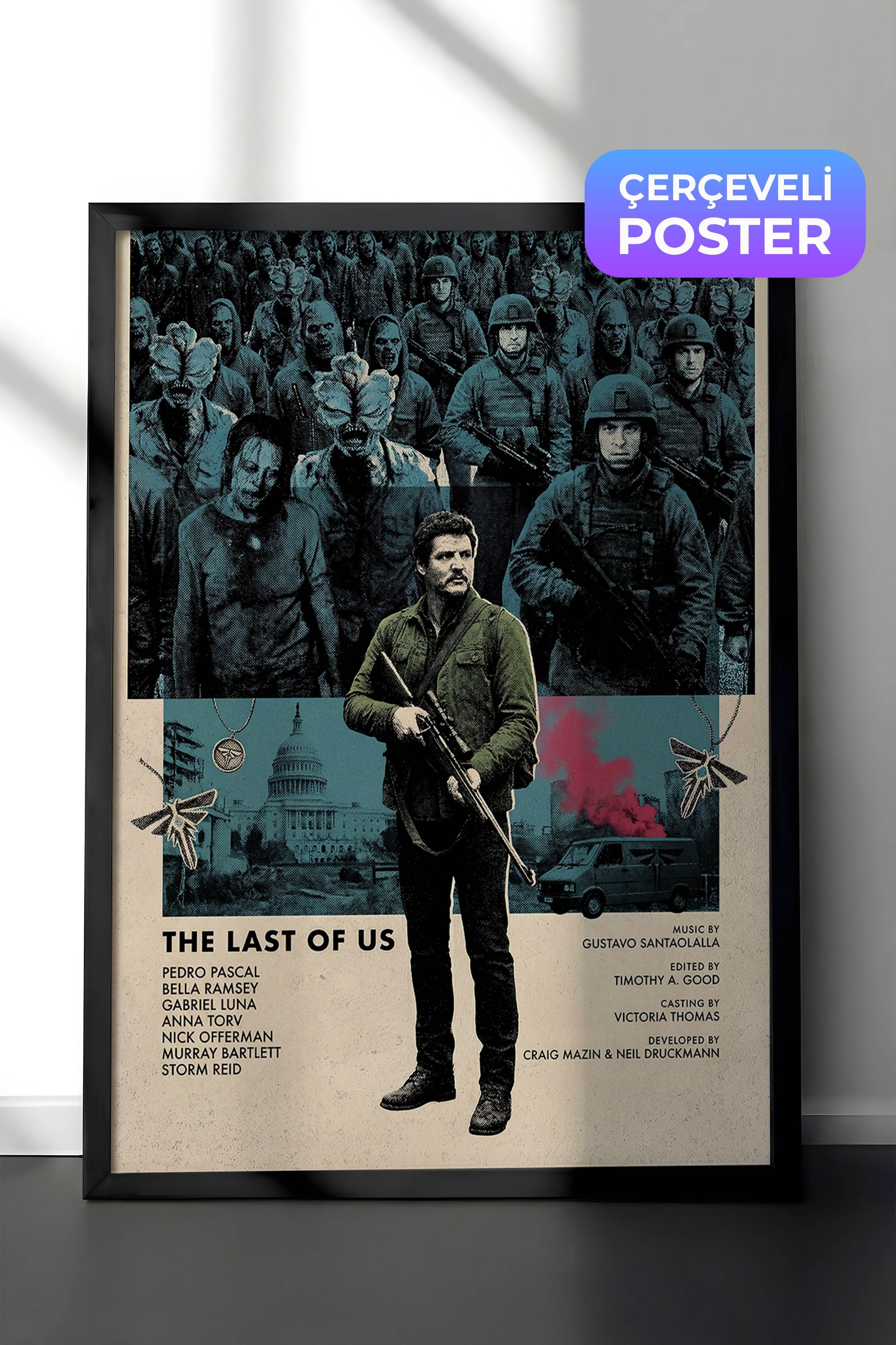 The Last of Us Siyah Çerçeveli Poster, Sinema ve Dizi Tablo, Film Dizi Afişleri NO:112781