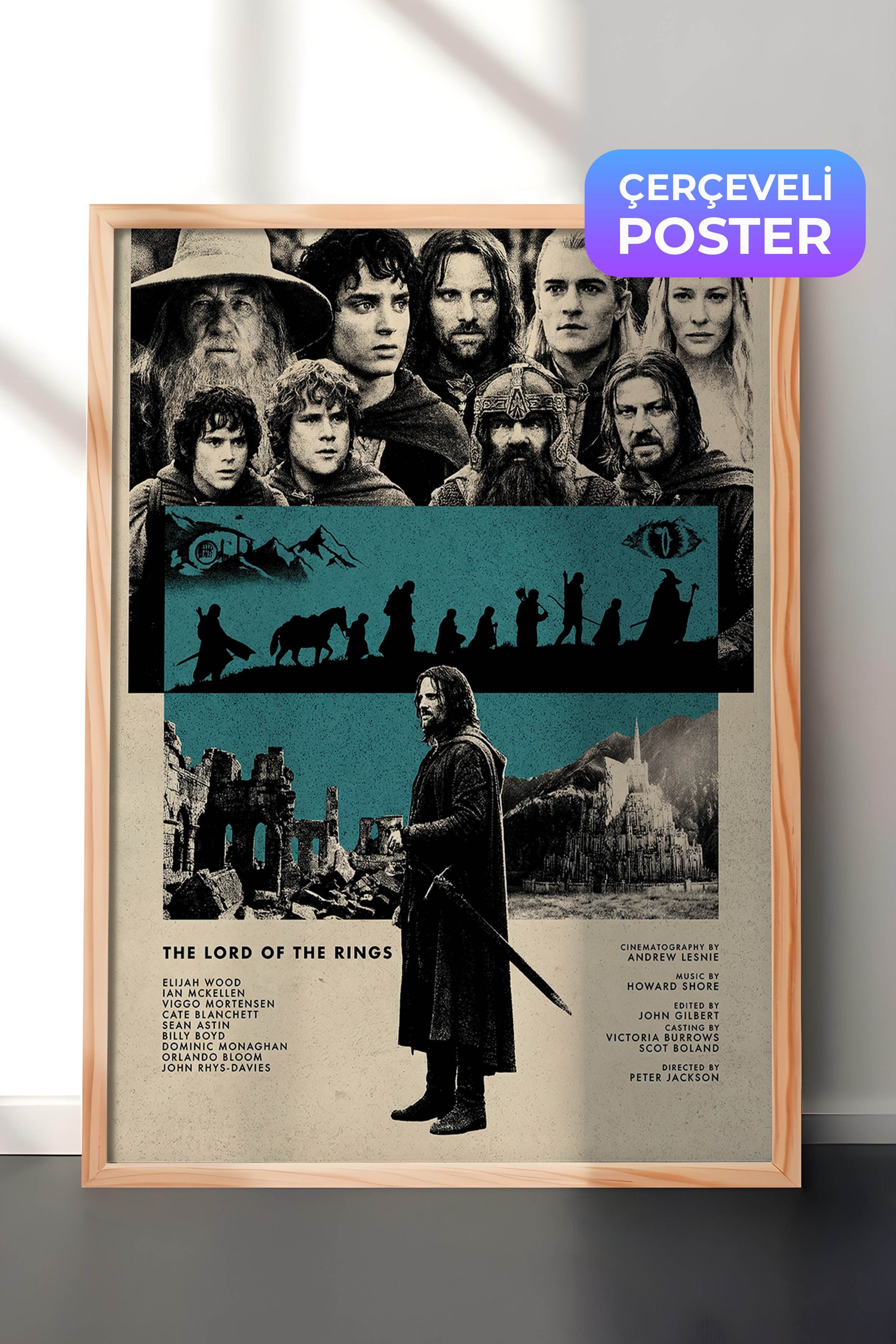 The Lord of the Rings Ahşap Çerçeveli Poster, Sinema ve Dizi Tablo, Film Dizi Afişleri NO:112804