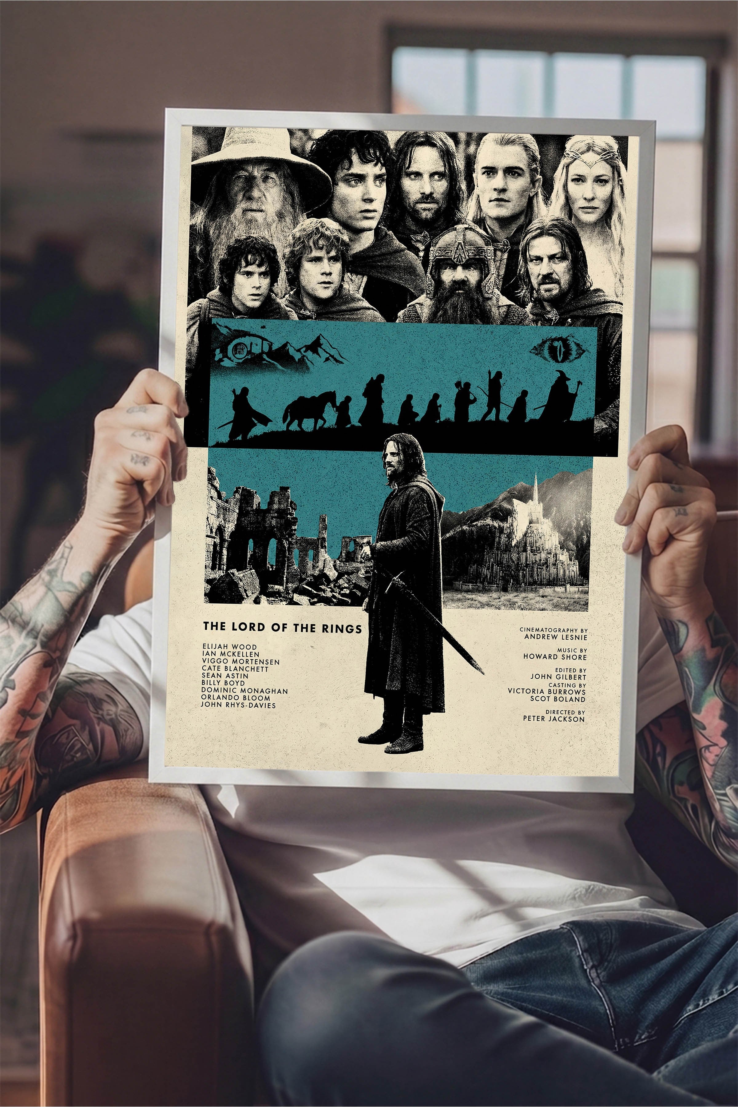 The Lord of the Rings Beyaz Çerçeveli Poster, Sinema ve Dizi Tablo, Film Dizi Afişleri NO:112804