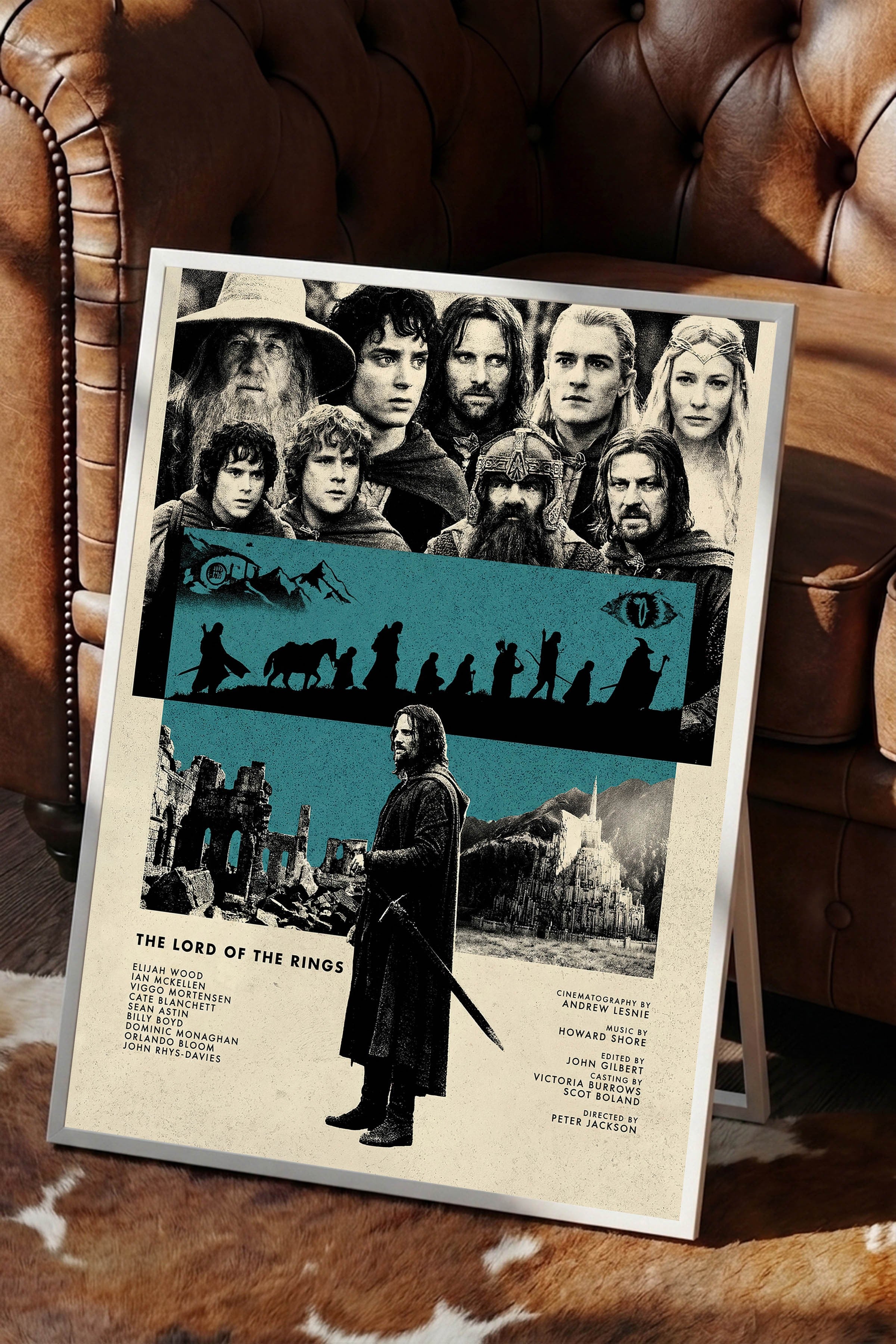 The Lord of the Rings Beyaz Çerçeveli Poster, Sinema ve Dizi Tablo, Film Dizi Afişleri NO:112804