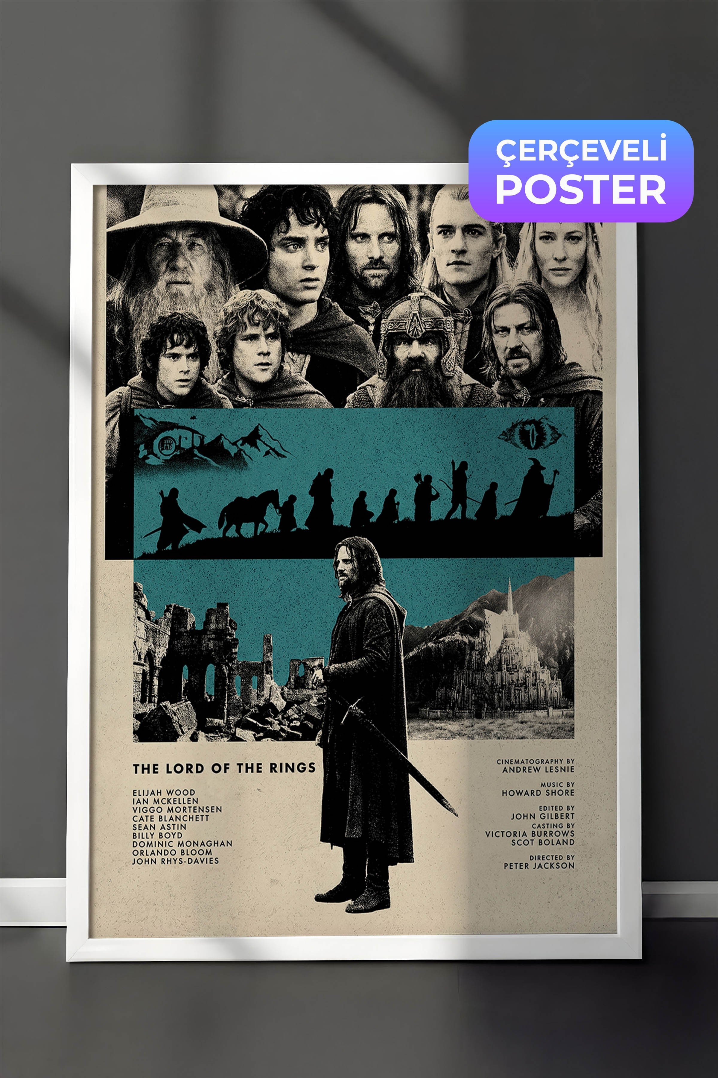 The Lord of the Rings Beyaz Çerçeveli Poster, Sinema ve Dizi Tablo, Film Dizi Afişleri NO:112804