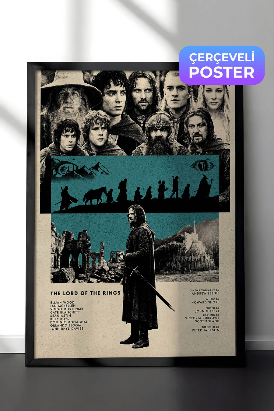 The Lord of the Rings Siyah Çerçeveli Poster, Sinema ve Dizi Tablo, Film Dizi Afişleri NO:112804