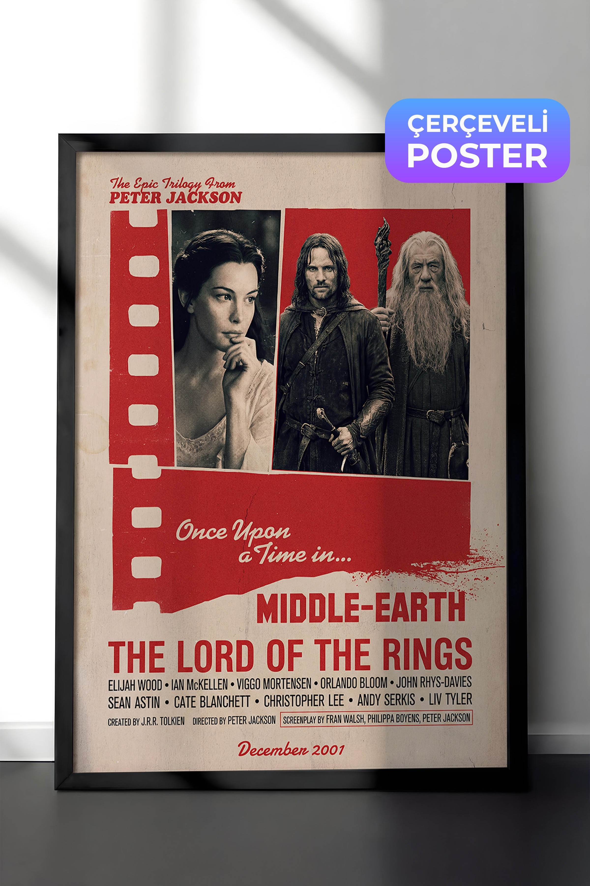 The Lord of the Rings Siyah Çerçeveli Poster, Sinema ve Dizi Tablo, Film Dizi Afişleri NO:112878