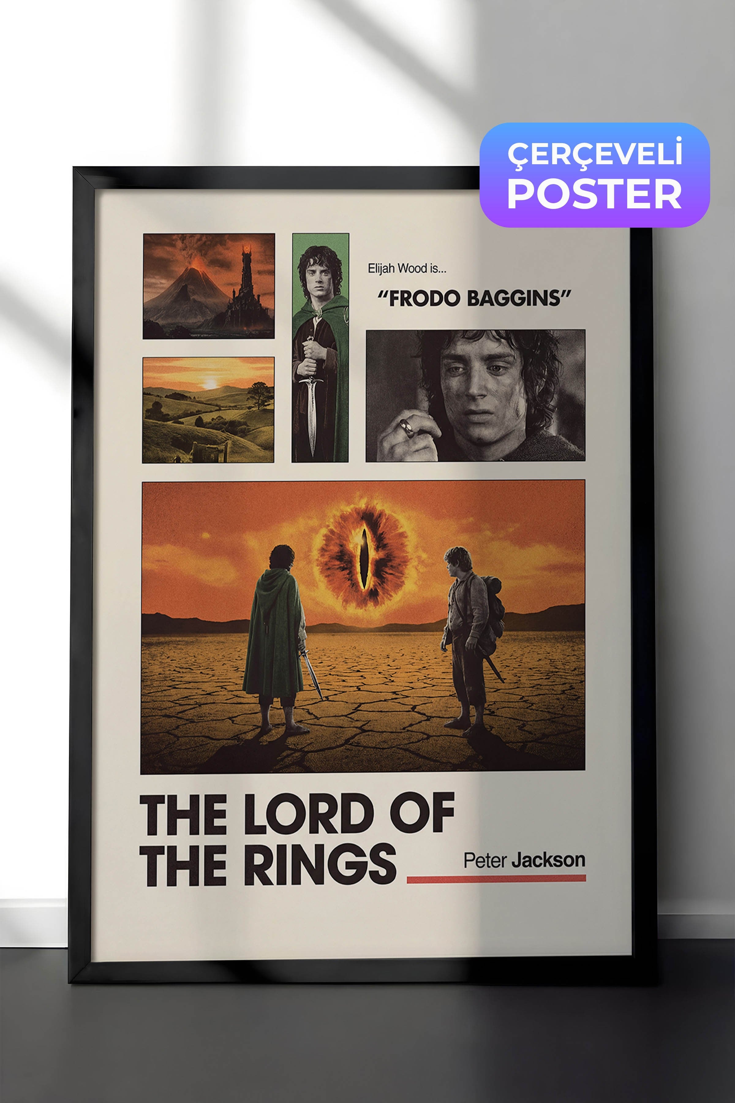 The Lord of the Rings Siyah Çerçeveli Poster, Sinema ve Dizi Tablo, Film Dizi Afişleri NO:112933
