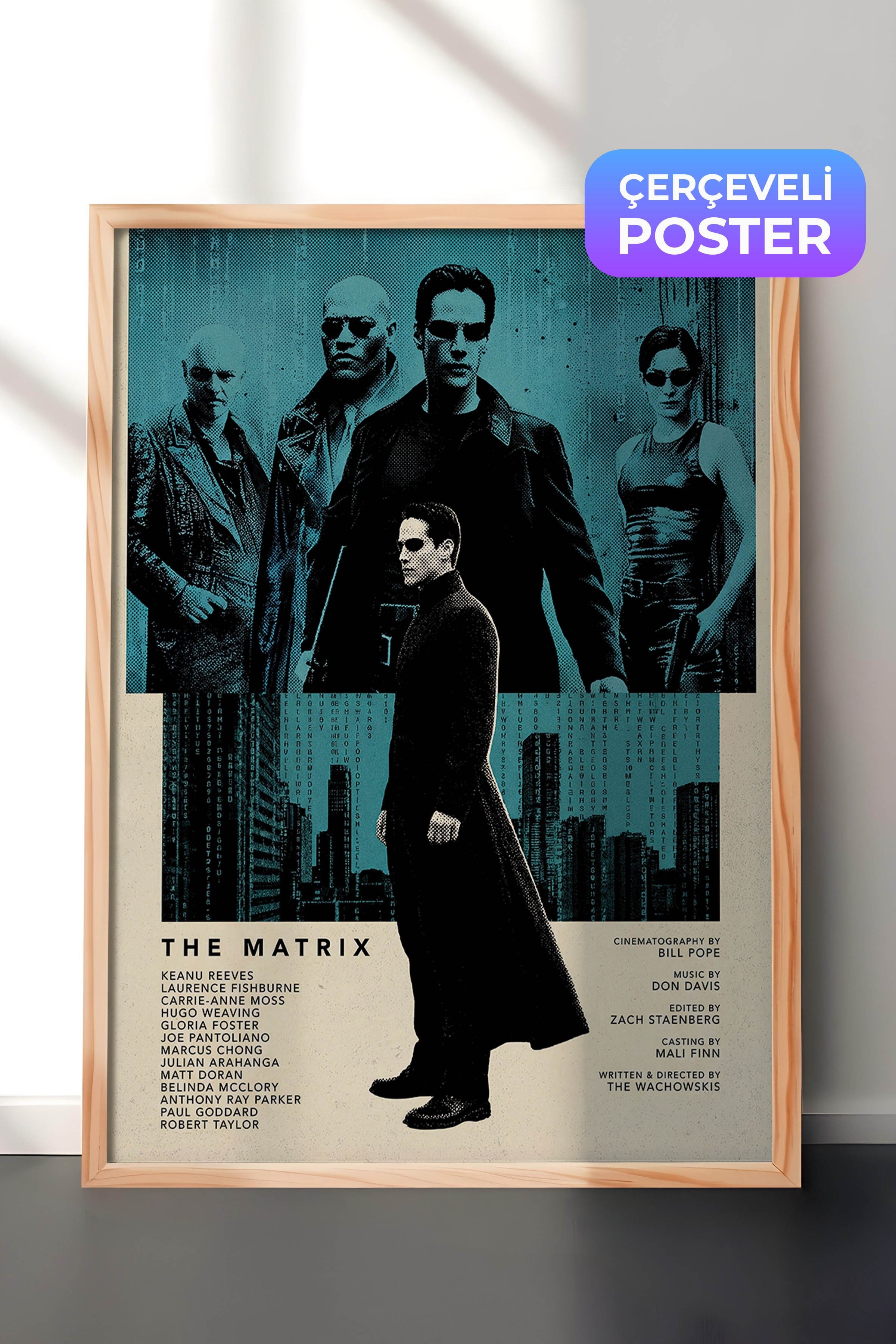 The Matrix Ahşap Çerçeveli Poster, Sinema ve Dizi Tablo, Film Dizi Afişleri NO:112809