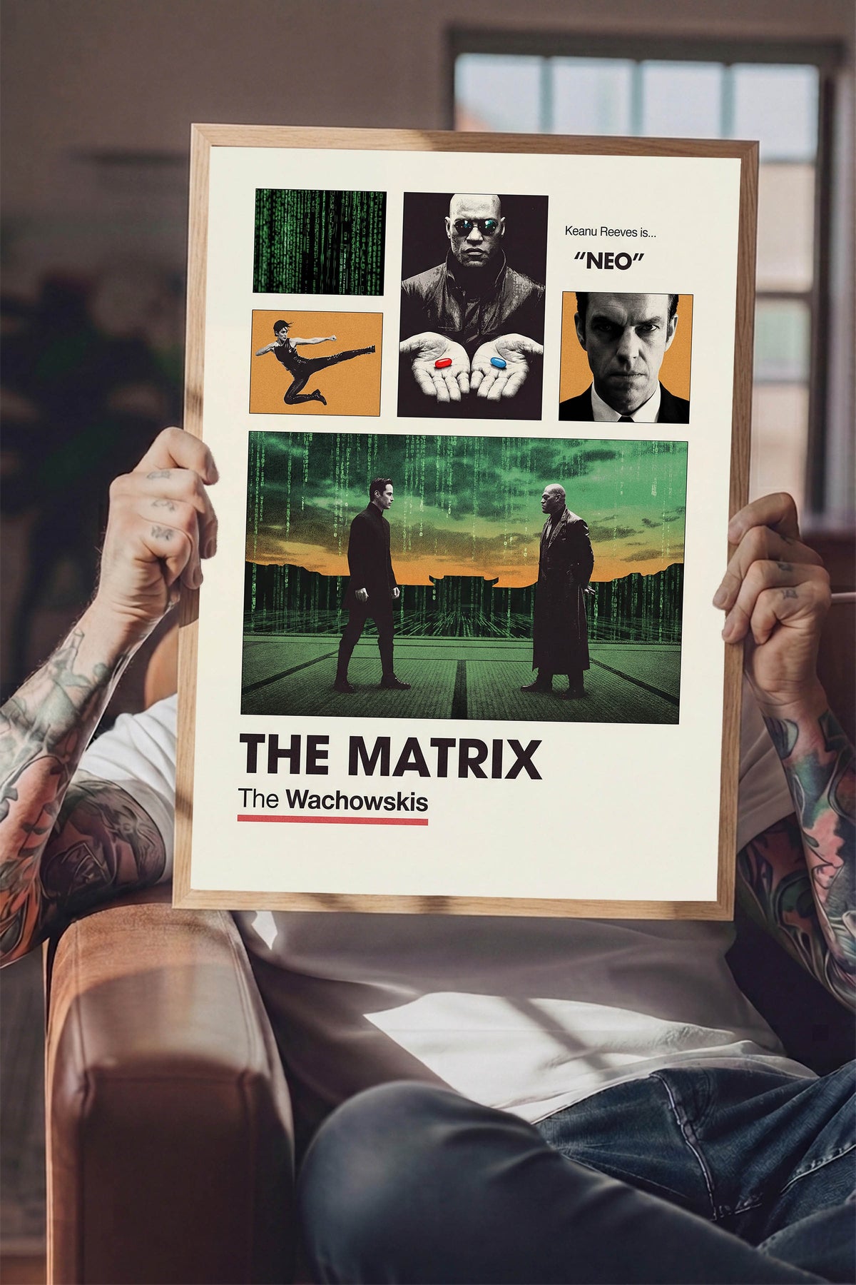 The Matrix Ahşap Çerçeveli Poster, Sinema ve Dizi Tablo, Film Dizi Afişleri NO:112935