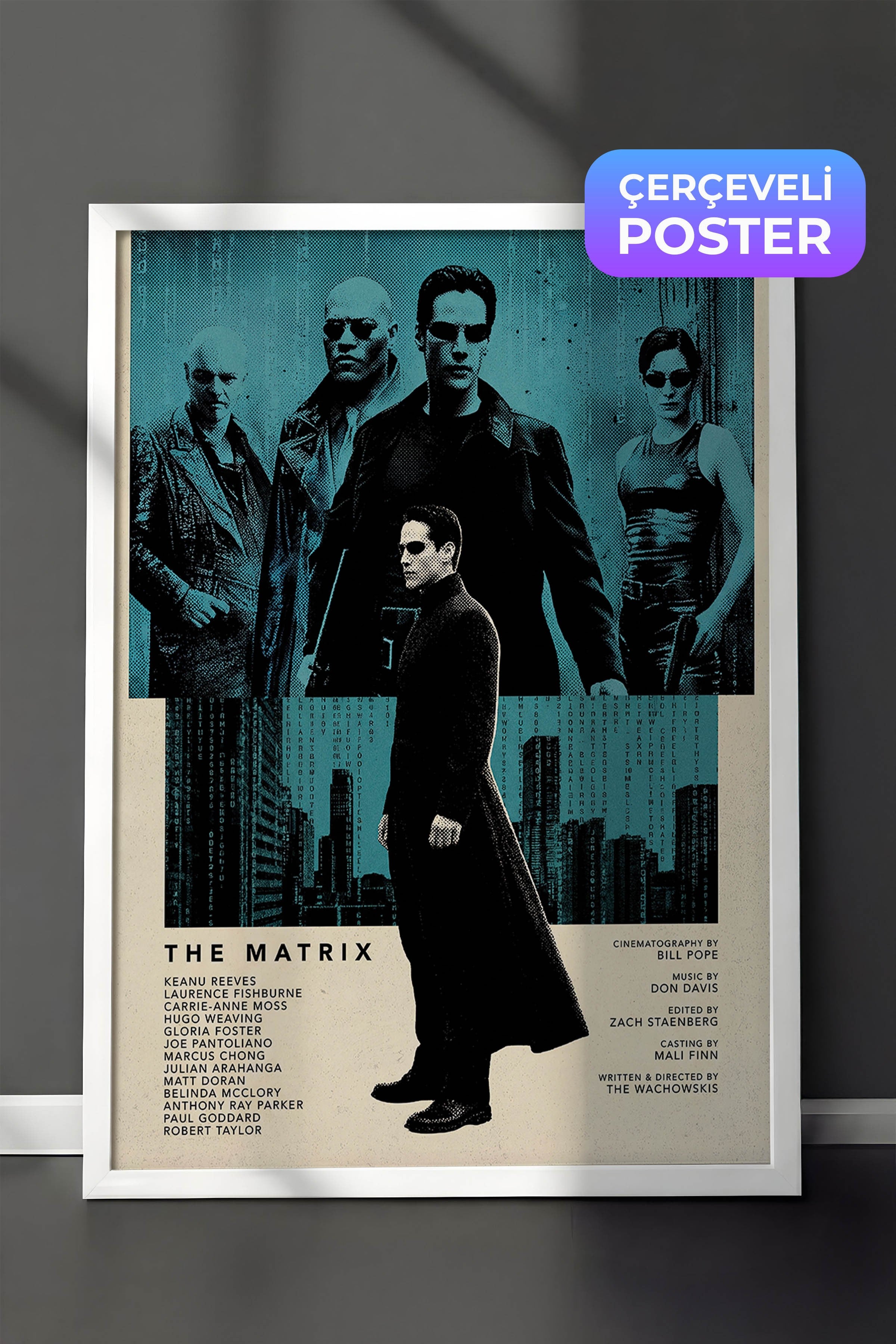 The Matrix Beyaz Çerçeveli Poster, Sinema ve Dizi Tablo, Film Dizi Afişleri NO:112809