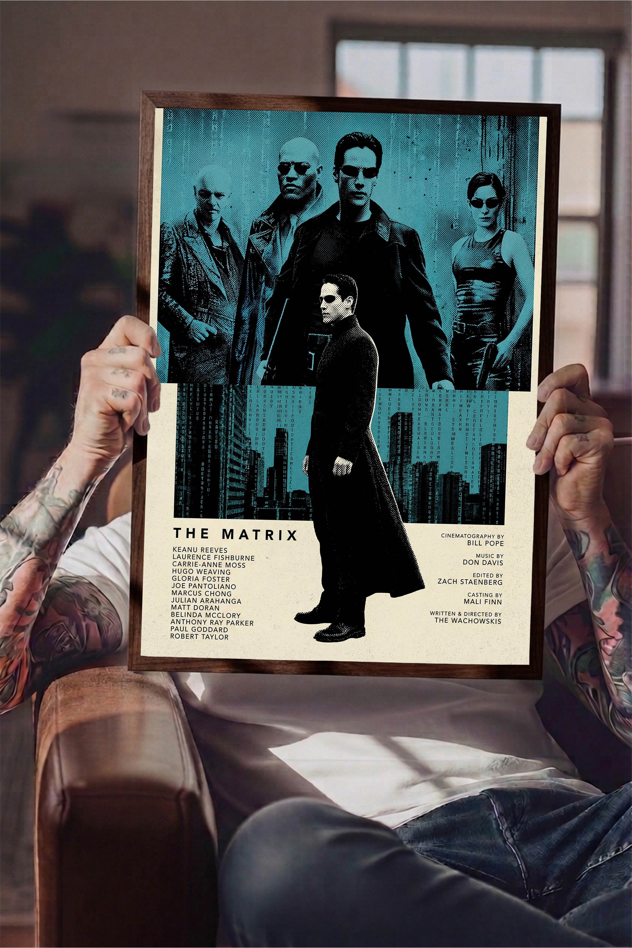 The Matrix Kahverengi Çerçeveli Poster, Sinema ve Dizi Tablo, Film Dizi Afişleri NO:112809