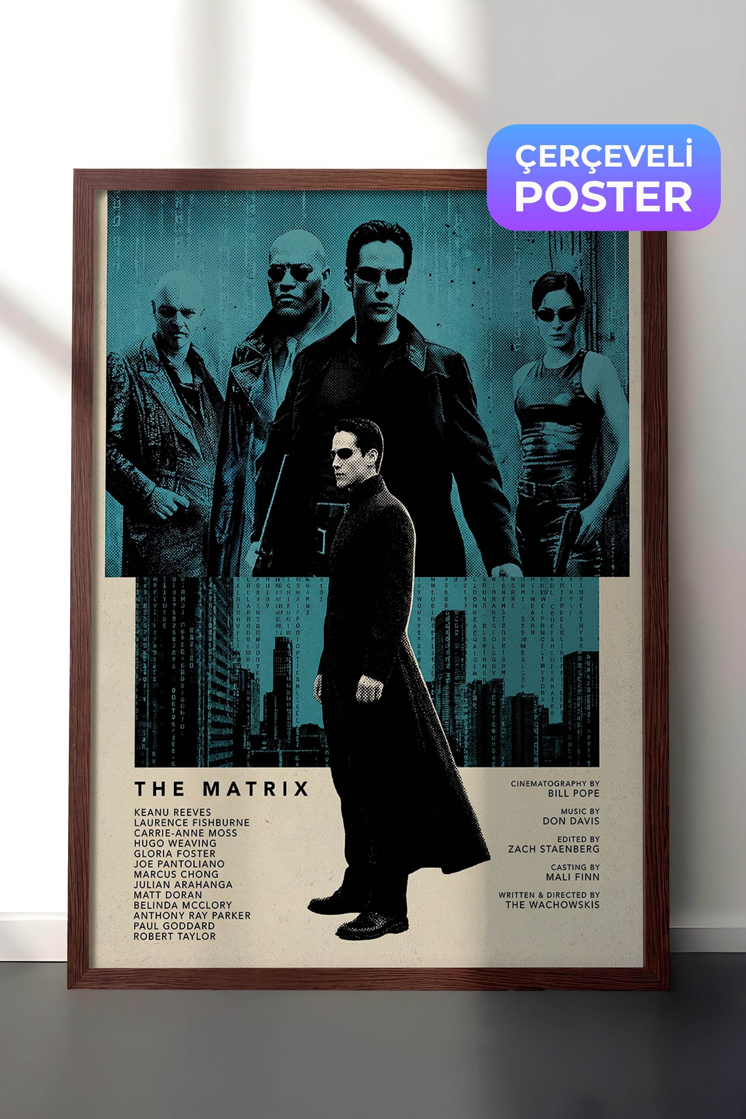 The Matrix Kahverengi Çerçeveli Poster, Sinema ve Dizi Tablo, Film Dizi Afişleri NO:112809