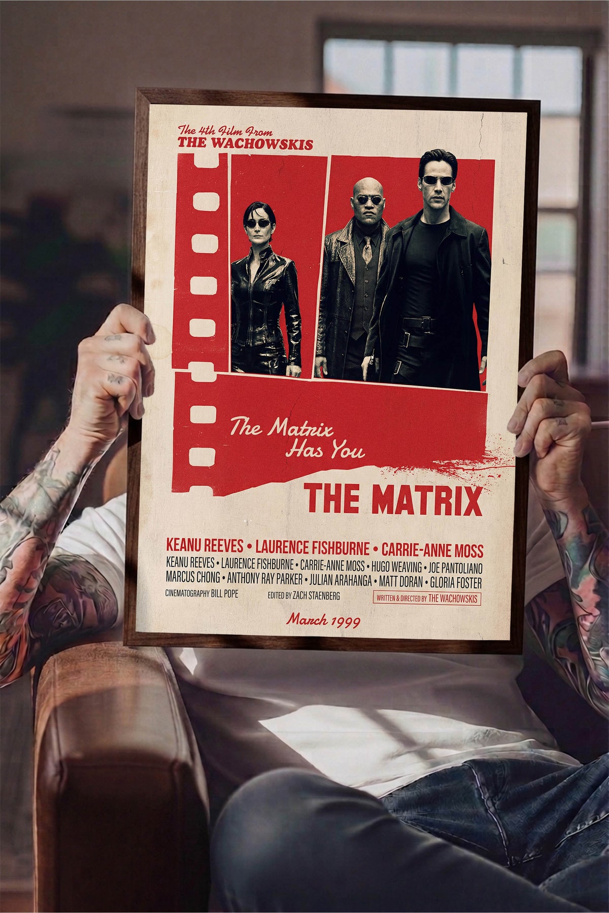 The Matrix Kahverengi Çerçeveli Poster, Sinema ve Dizi Tablo, Film Dizi Afişleri NO:112886
