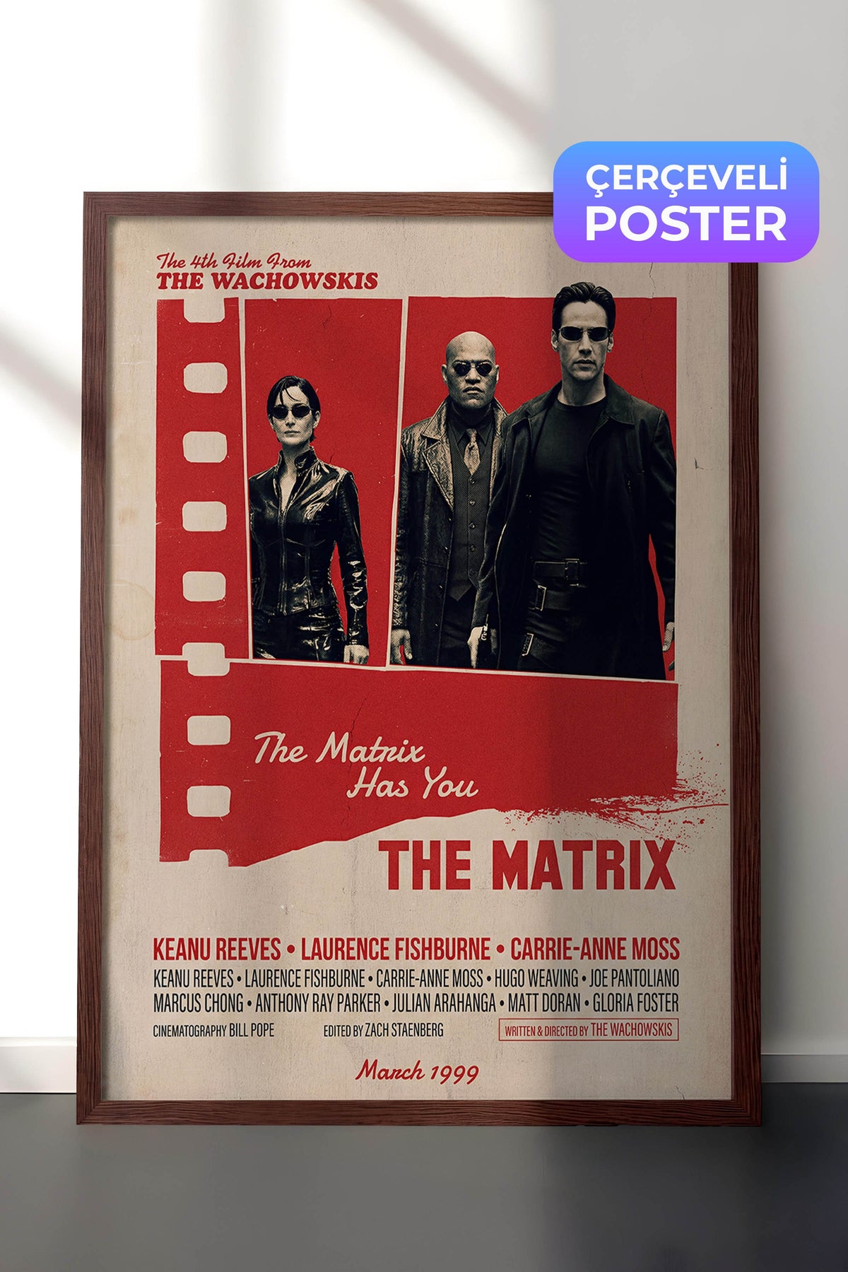 The Matrix Kahverengi Çerçeveli Poster, Sinema ve Dizi Tablo, Film Dizi Afişleri NO:112886