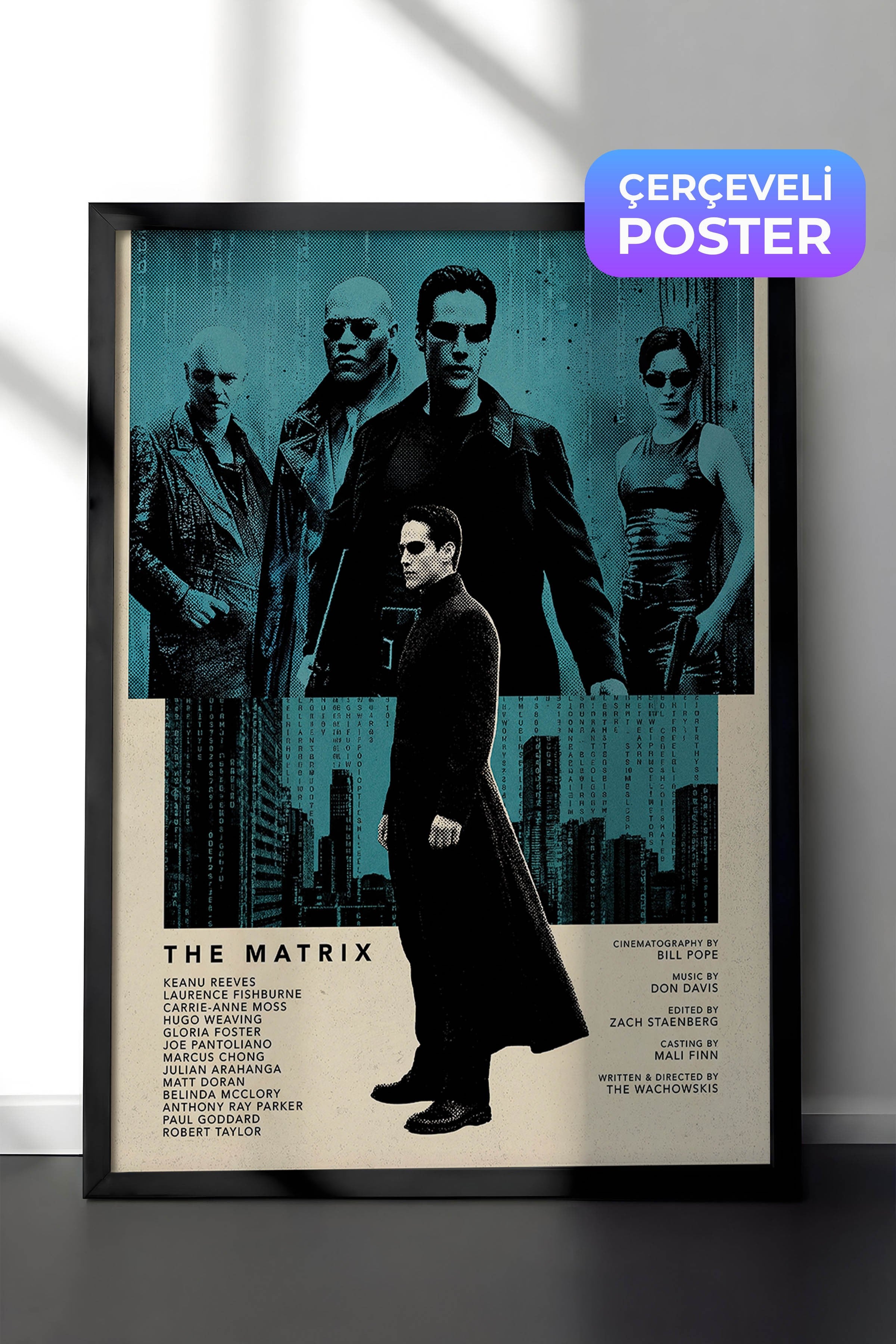 The Matrix Siyah Çerçeveli Poster, Sinema ve Dizi Tablo, Film Dizi Afişleri NO:112809