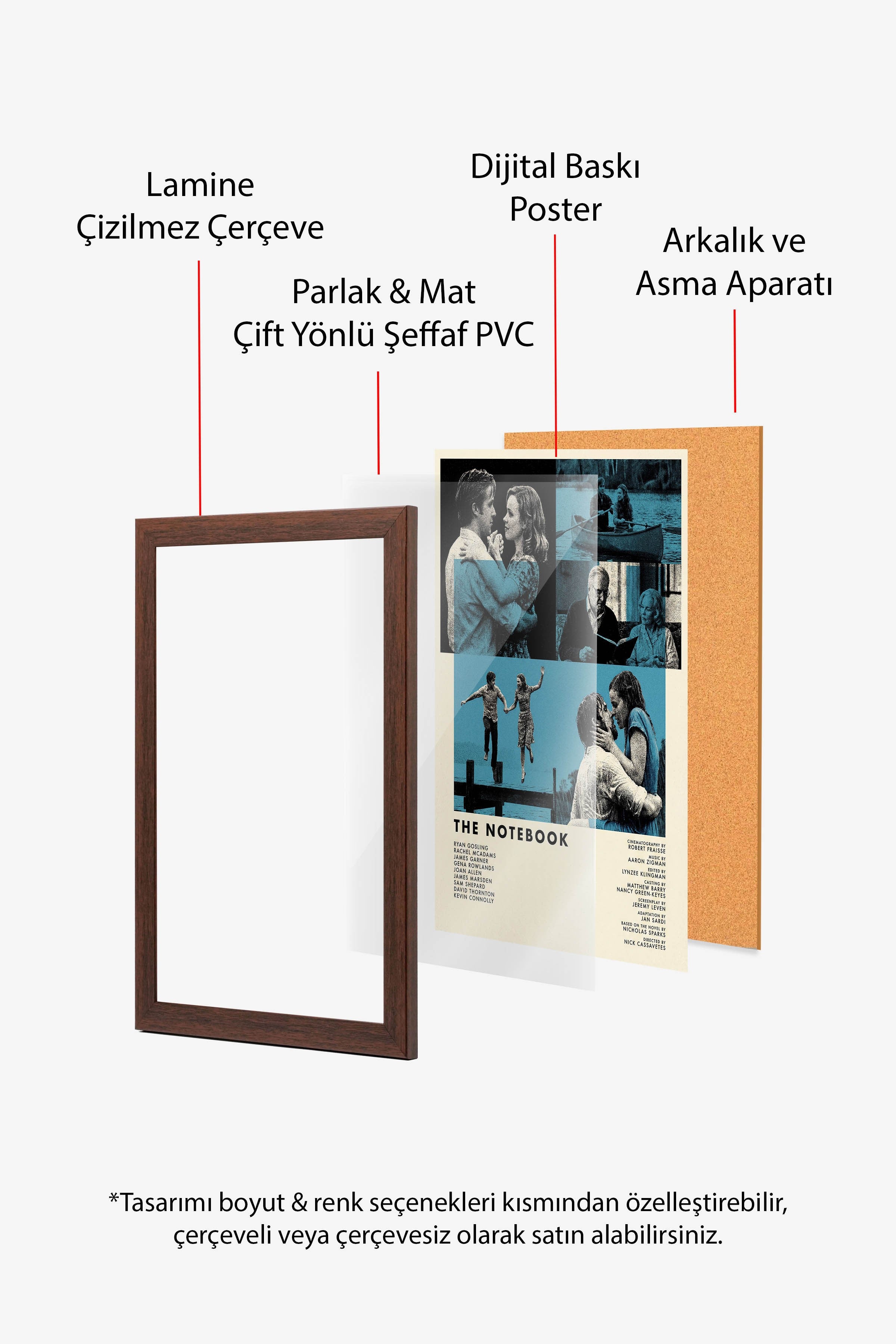 The Notebook Kahverengi Çerçeveli Poster, Sinema ve Dizi Tablo, Film Dizi Afişleri NO:112825